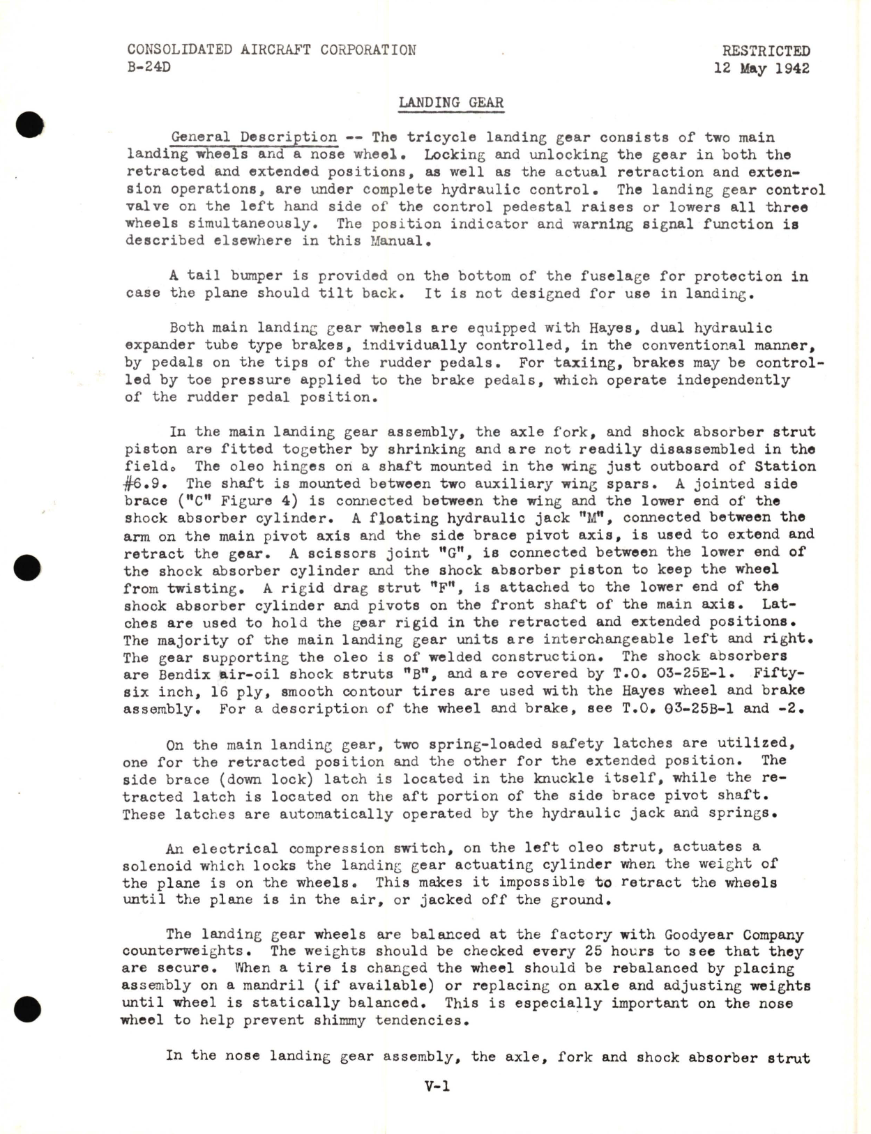 Sample page 5 from AirCorps Library document: Landing Gear Information for the Model B-24D