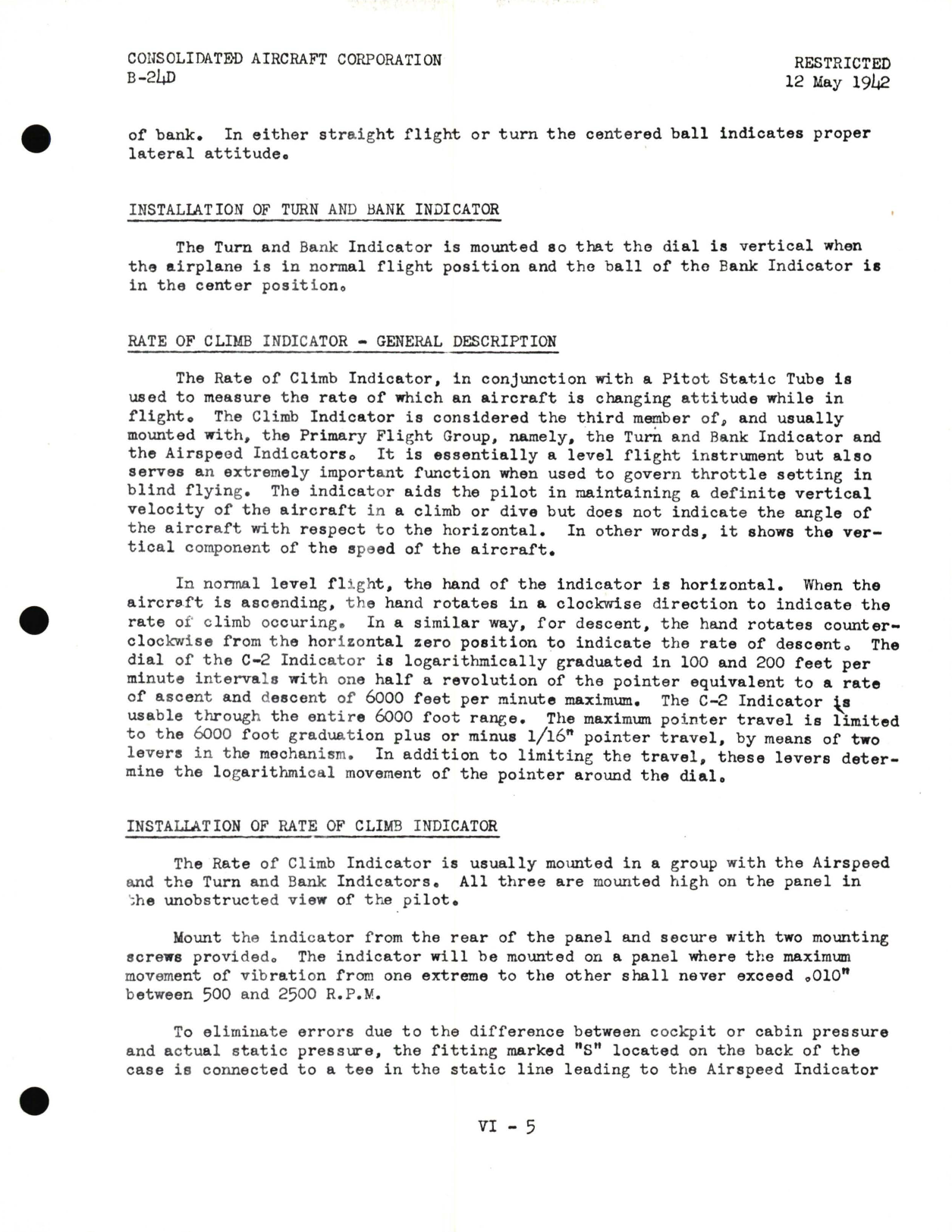 Sample page 9 from AirCorps Library document: Instruments and Vacuum System Information for the Model B-24D 