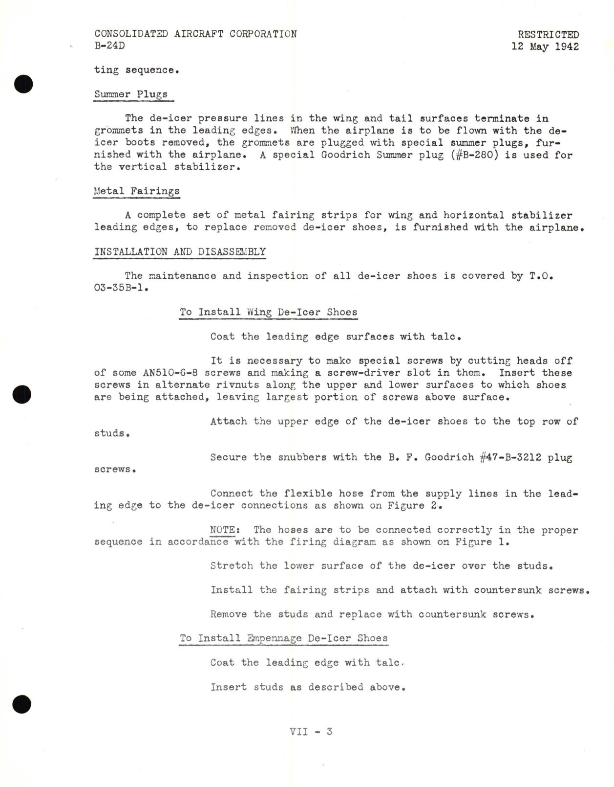 Sample page 7 from AirCorps Library document:  De-icer, Anti-Icer and Airspeed Lines Information for the Model B-24D 