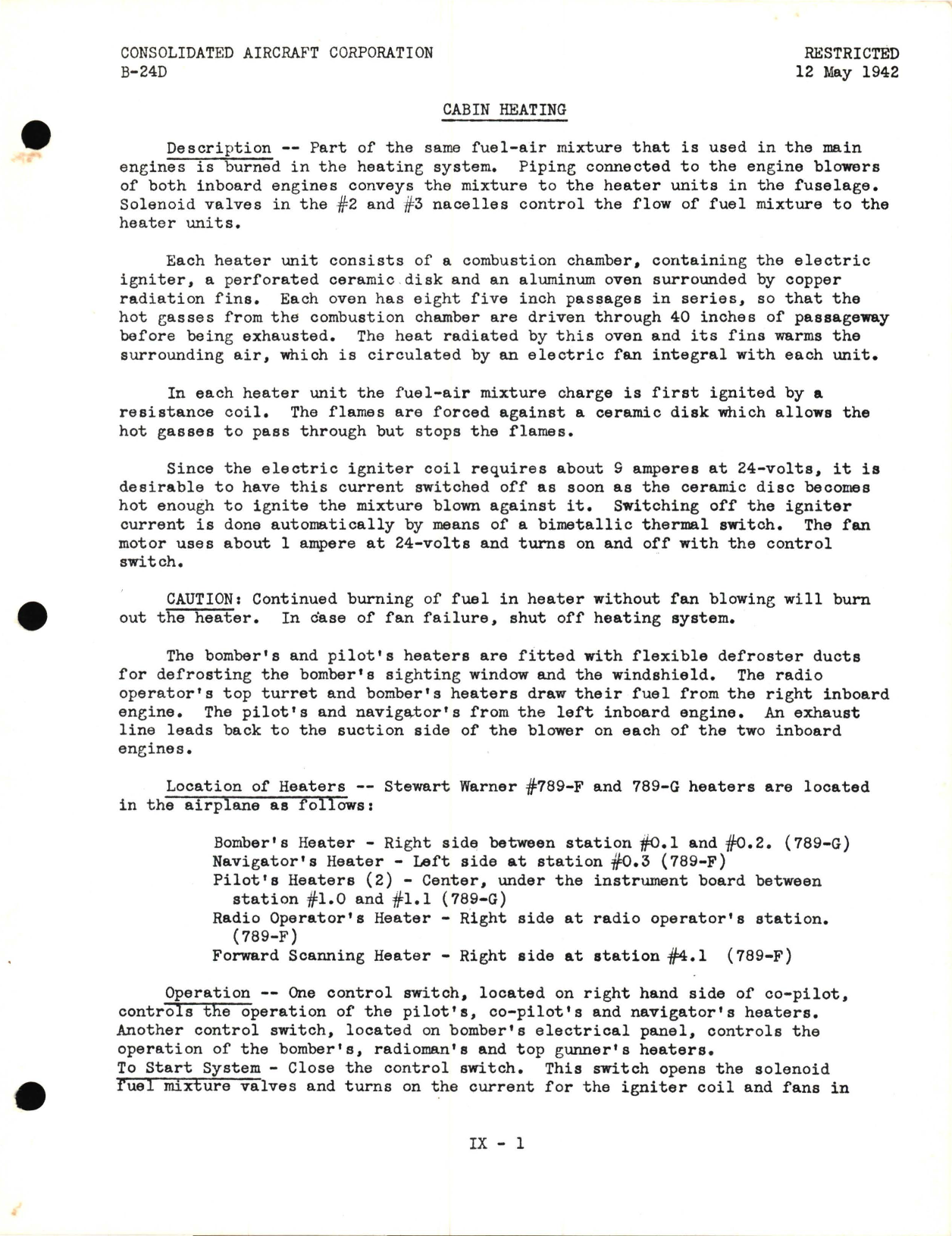 Sample page 5 from AirCorps Library document: Heating, Ventilating, and Fire Extinguishers Information for the Model B-24D 