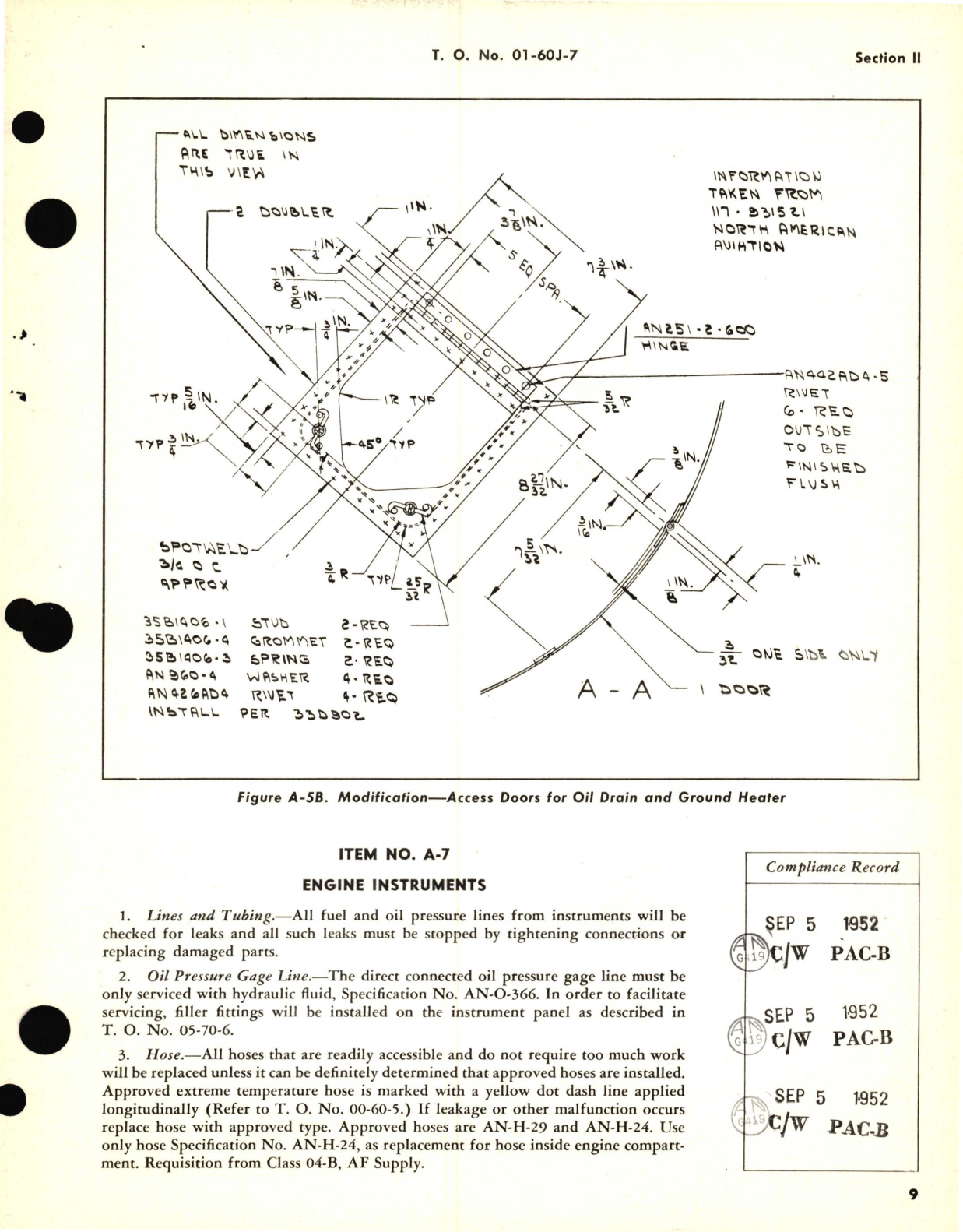 Sample page 9 from AirCorps Library document: Winterization Instructions and Check List for USAF F-51D, RF-51D, and F-51H