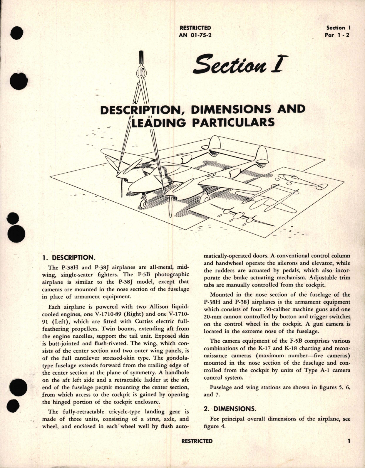 Sample page 7 from AirCorps Library document: Erection and Maintenance Instructions for Army Models P-38, and F-5B-1