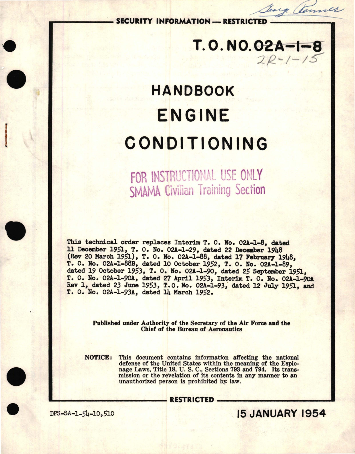 Sample page 1 from AirCorps Library document: Engine Conditioning