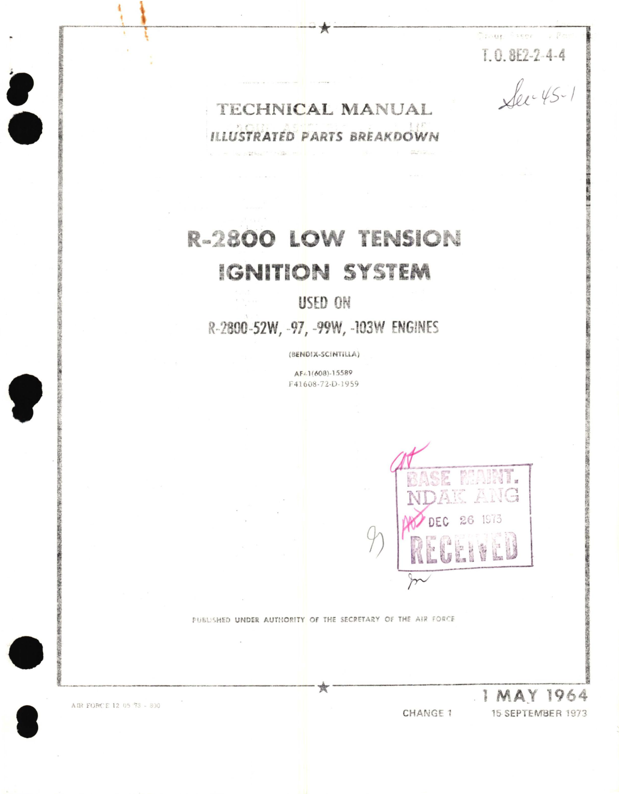 Sample page 1 from AirCorps Library document: Illustrated Parts for Low Tension Ignition System for R-2800-52W, -97, -99W, -103W Engines