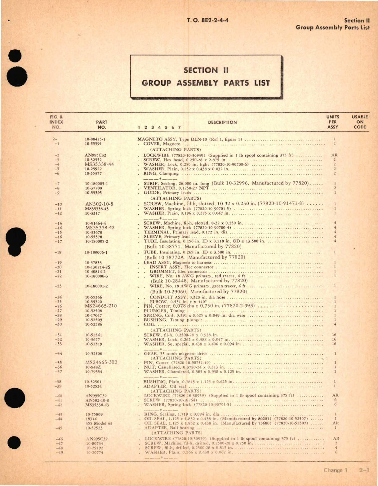 Sample page 9 from AirCorps Library document: Illustrated Parts for Low Tension Ignition System for R-2800-52W, -97, -99W, -103W Engines