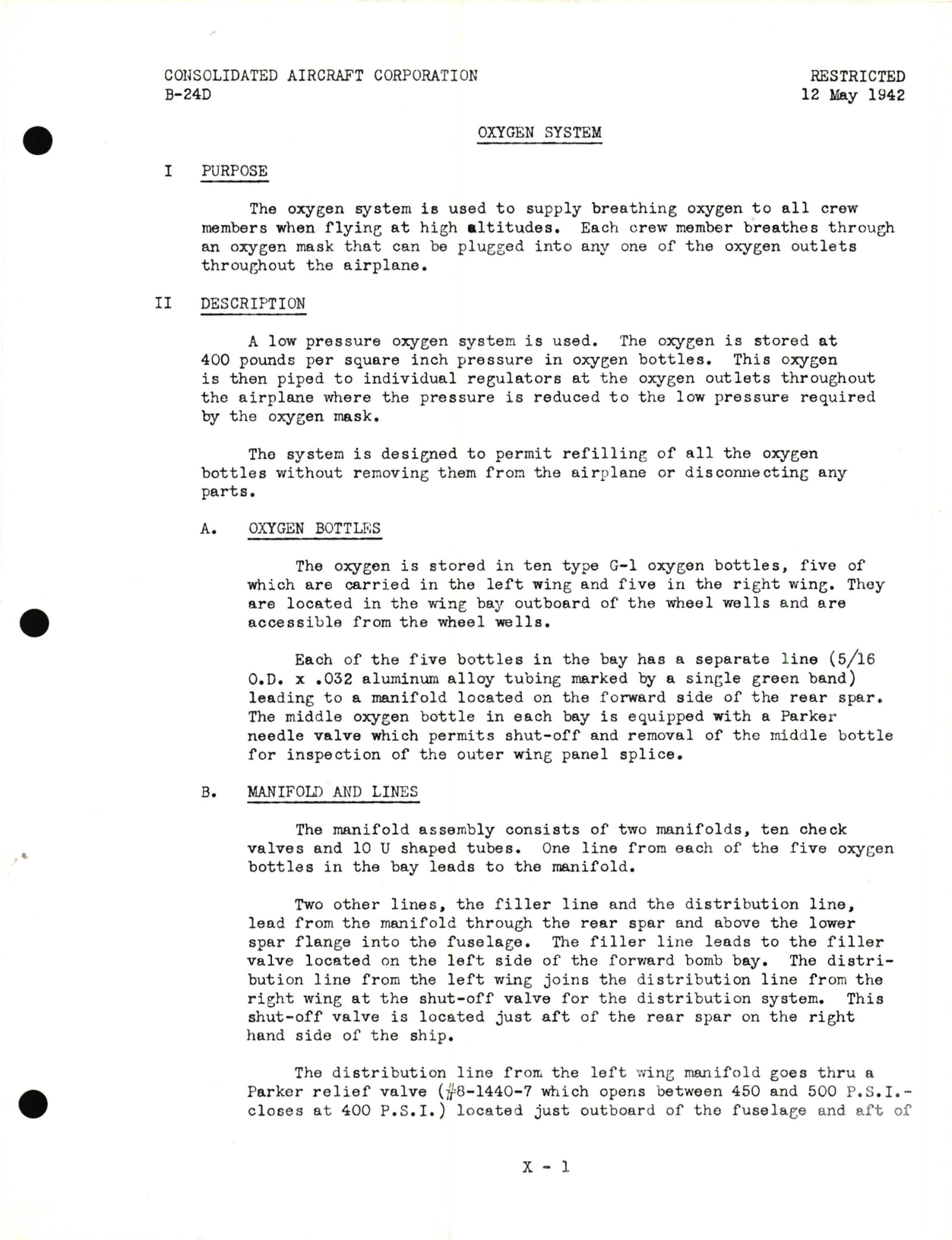 Sample page 5 from AirCorps Library document:  Oxygen System Information for the Model B-24D 