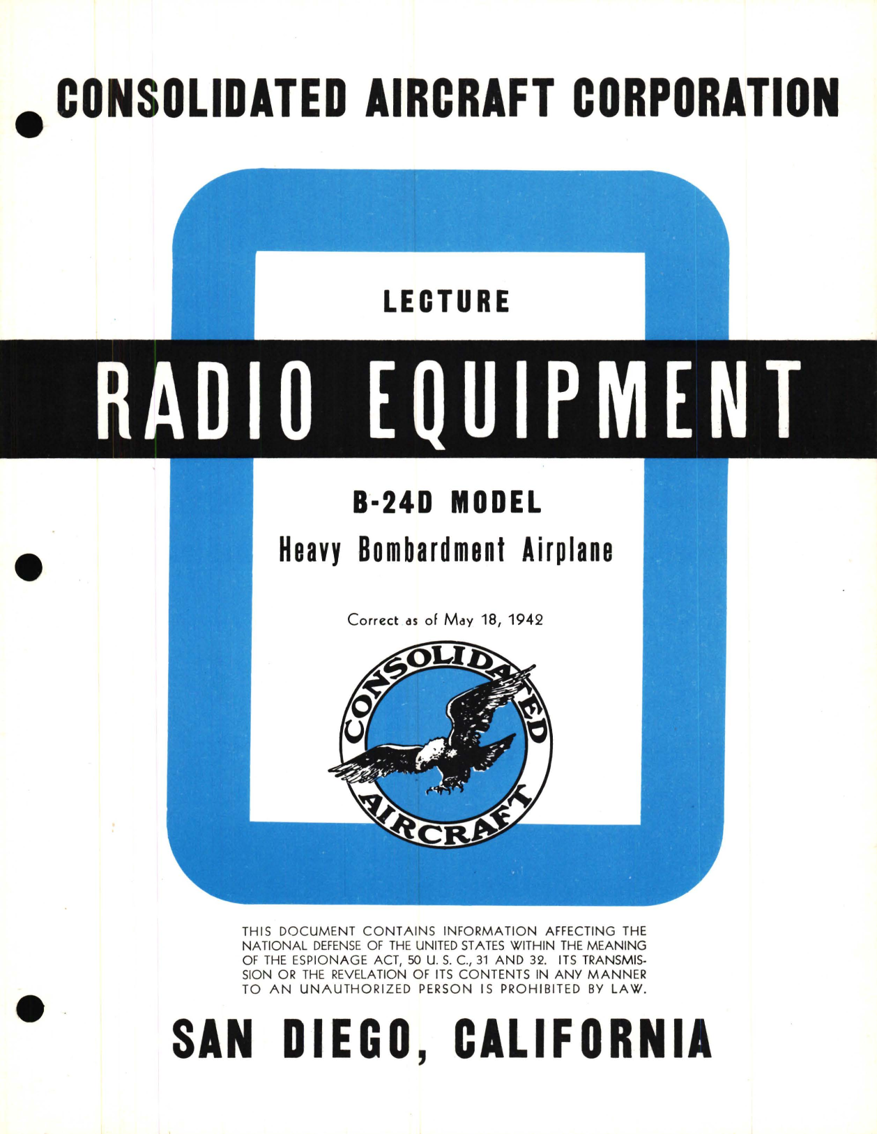 Sample page 1 from AirCorps Library document: Radio Equipment Information for the Model B-24D 