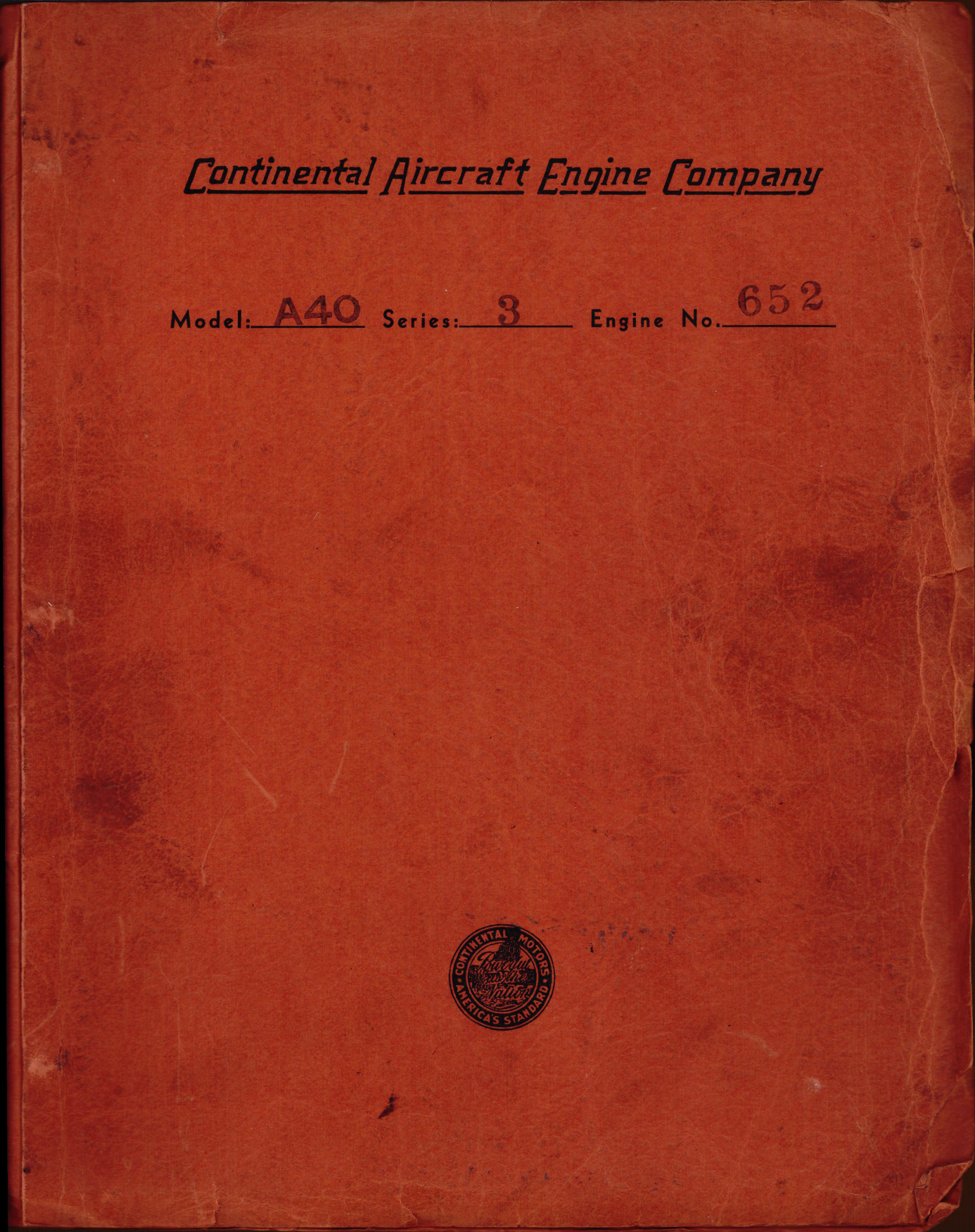 Sample page 1 from AirCorps Library document: Operators Handbook for Continental A-40 Series 1, 2, and 3 Engines