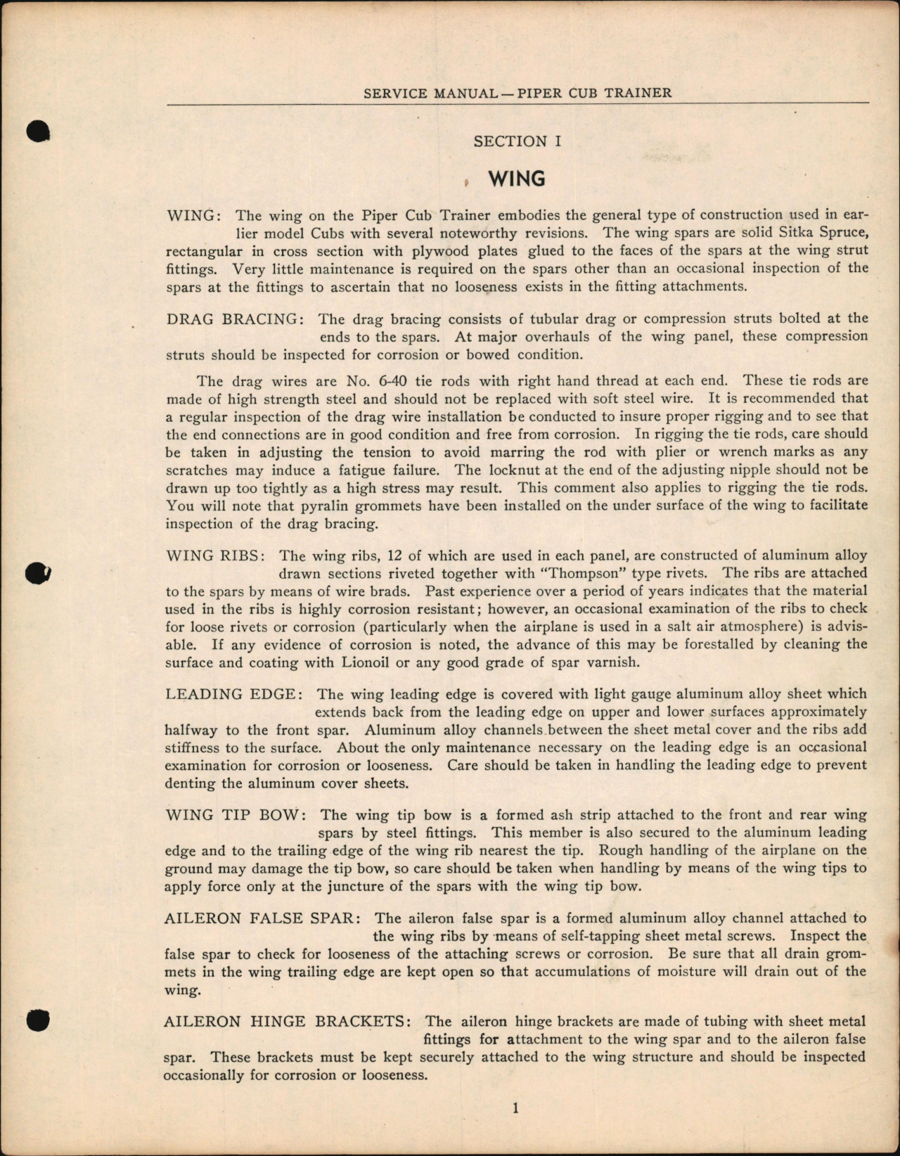 Sample page 5 from AirCorps Library document: Service Manual for Piper Cub Trainer