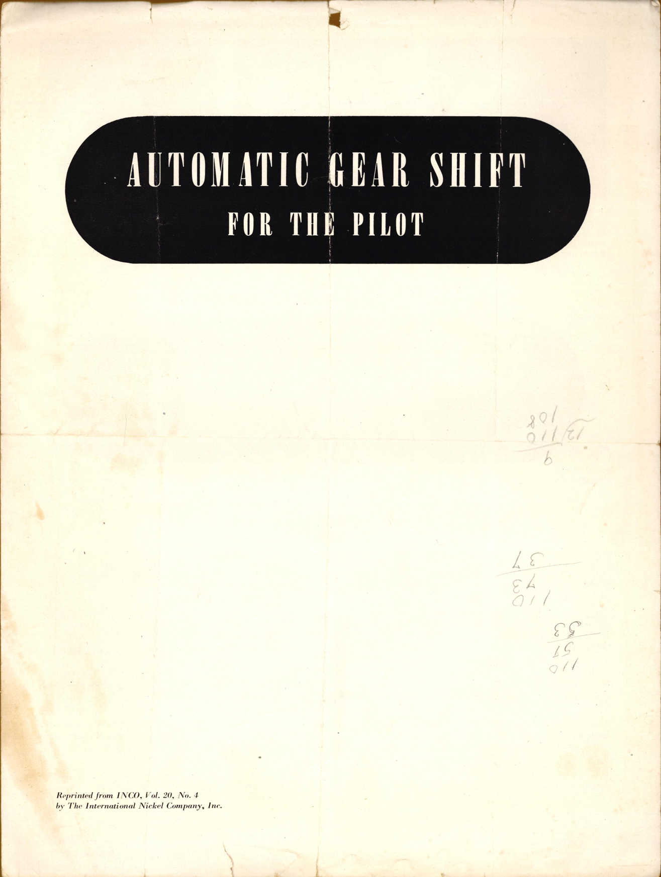 Sample page 1 from AirCorps Library document: Automatic Gear Shift for the Pilot