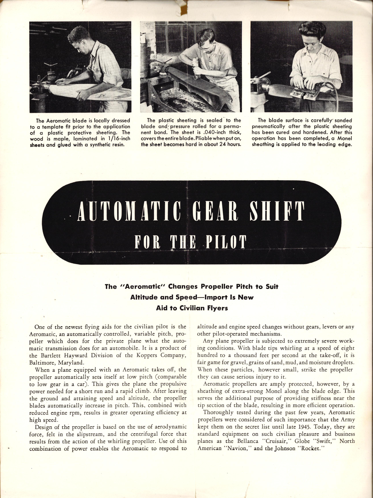 Sample page 2 from AirCorps Library document: Automatic Gear Shift for the Pilot