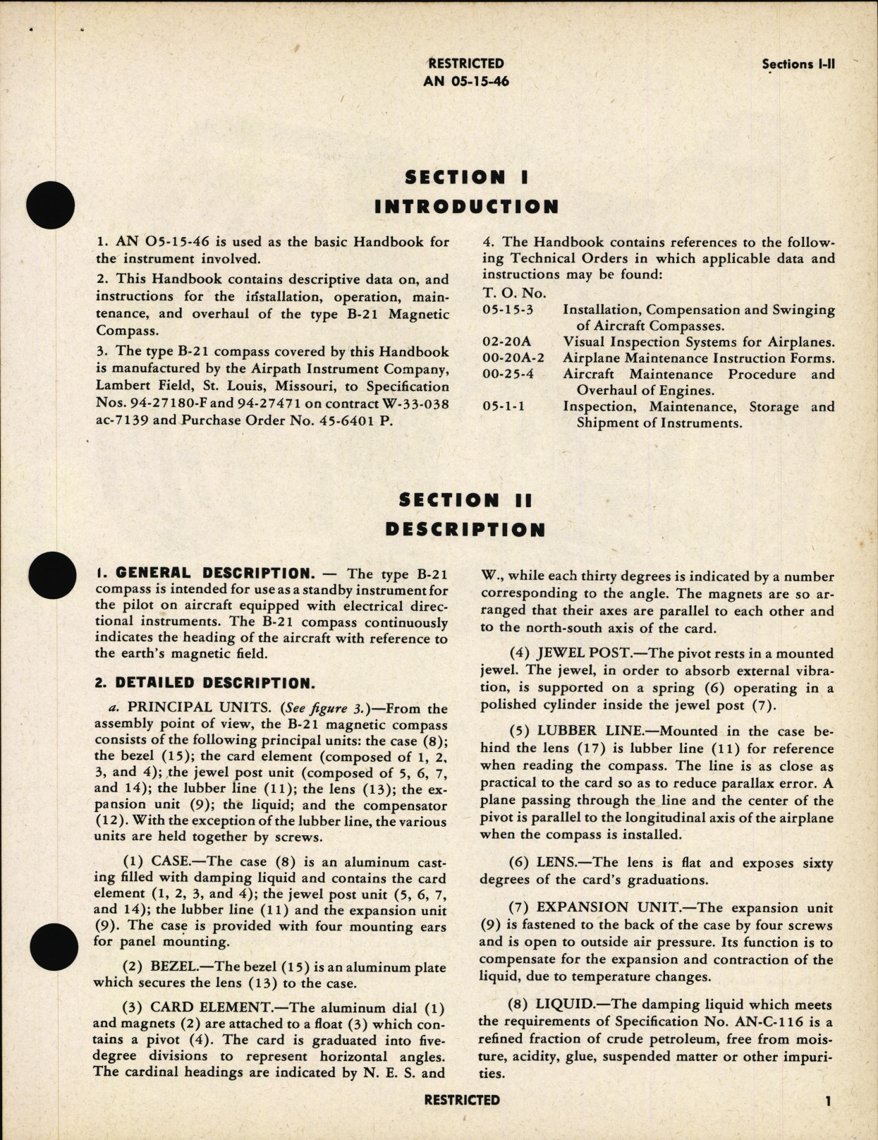 Sample page 5 from AirCorps Library document: Handbook of Instructions with Parts Catalog for Magnetic Compass Type B-21