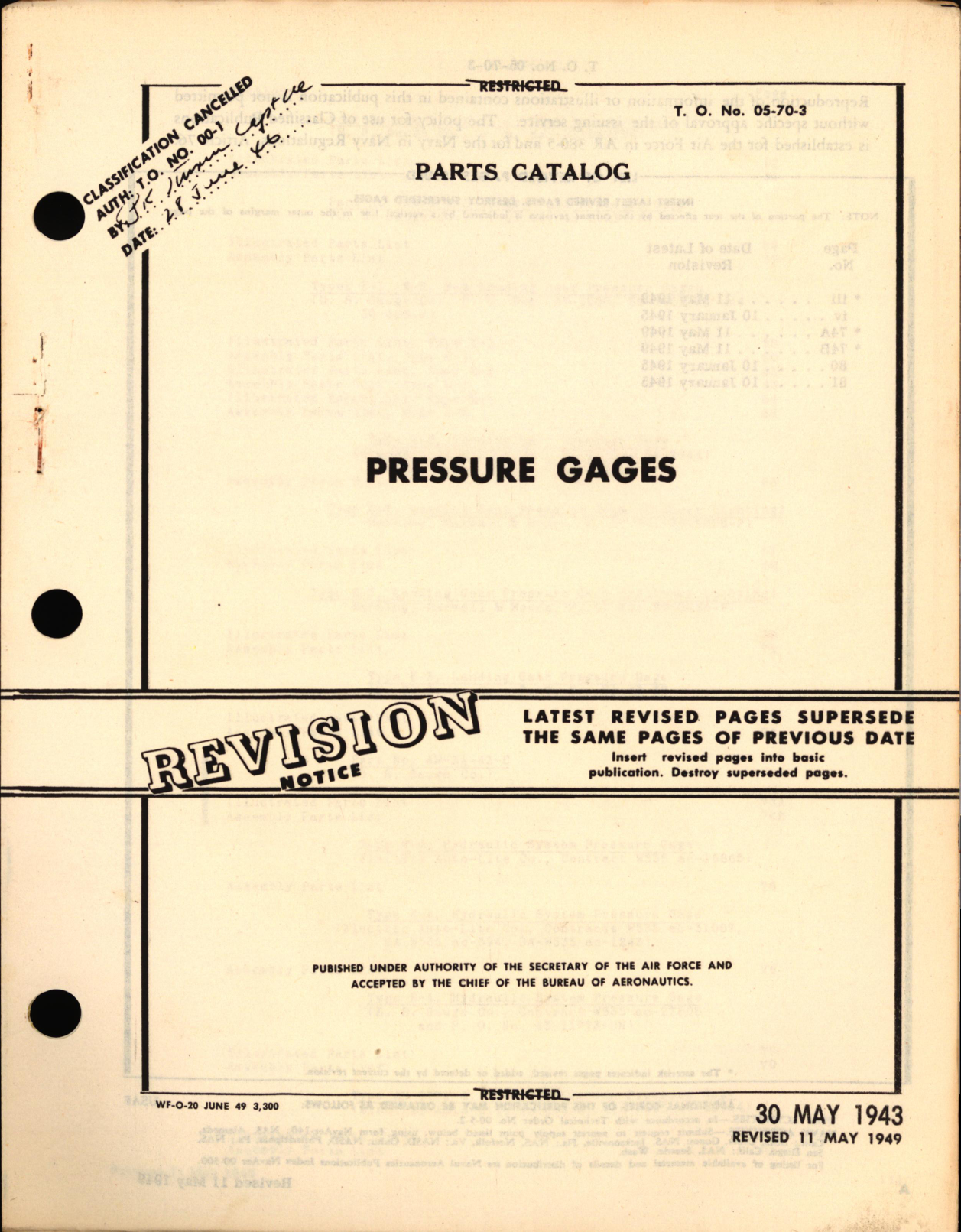 Sample page 1 from AirCorps Library document: Parts Catalog for Pressure Gages