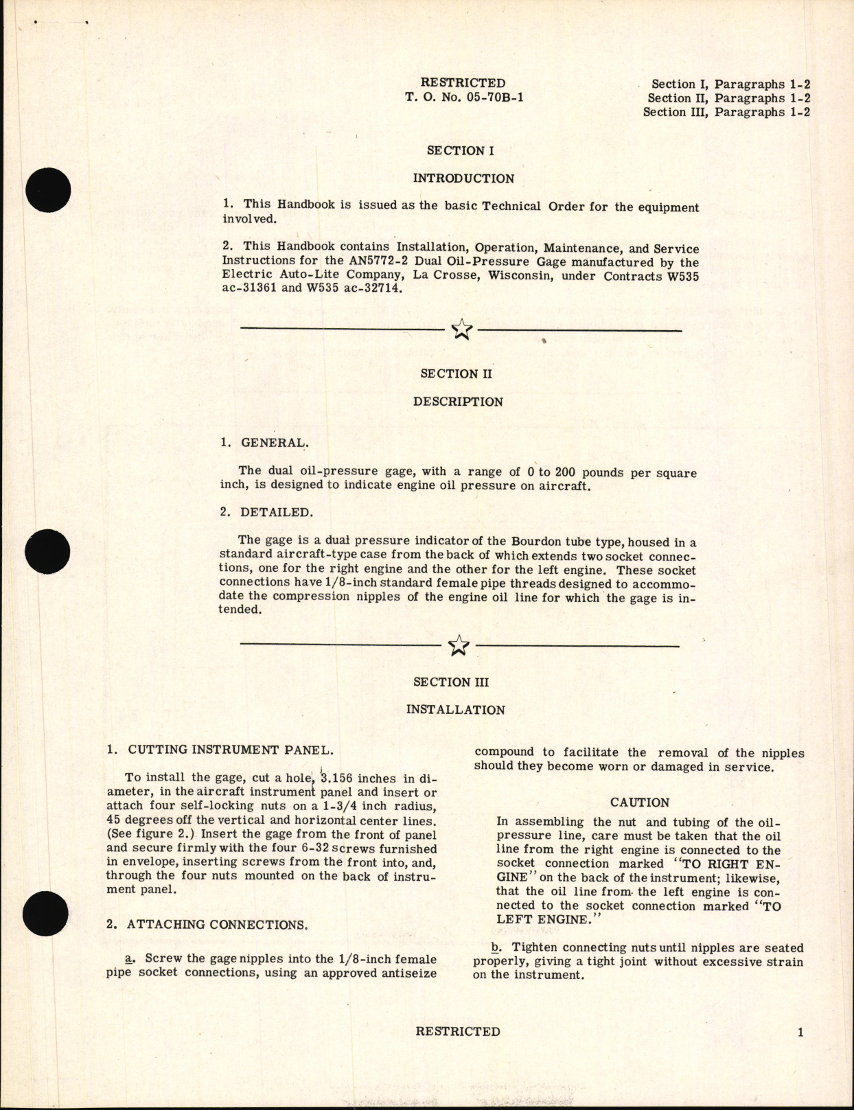 Sample page 5 from AirCorps Library document: Handbook of Instructions with Parts Catalog for Type AN 5772-2 Dual Oil Pressure Gage