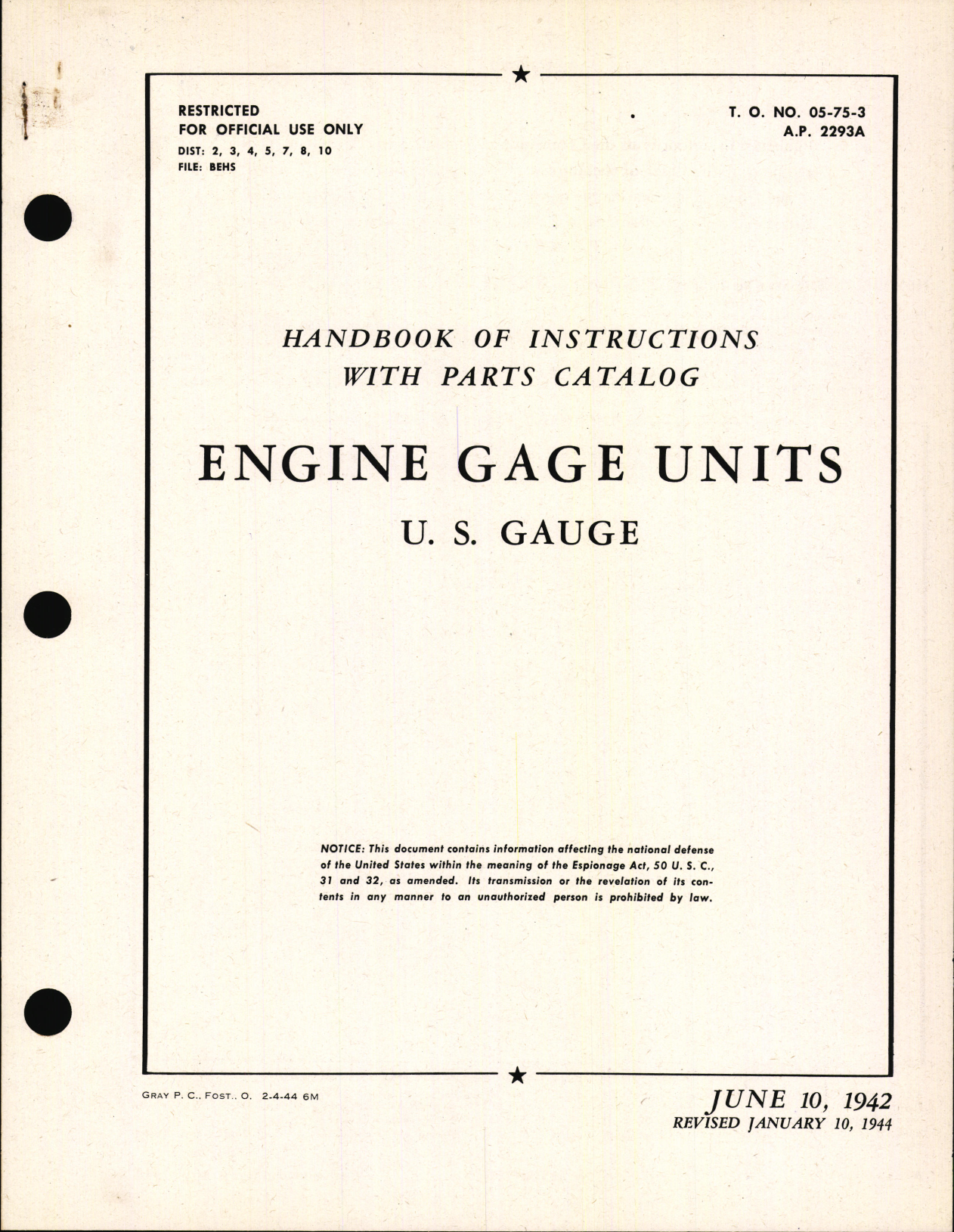 Sample page 1 from AirCorps Library document: Handbook of Instructions with Parts Catalog for Engine Gage Units