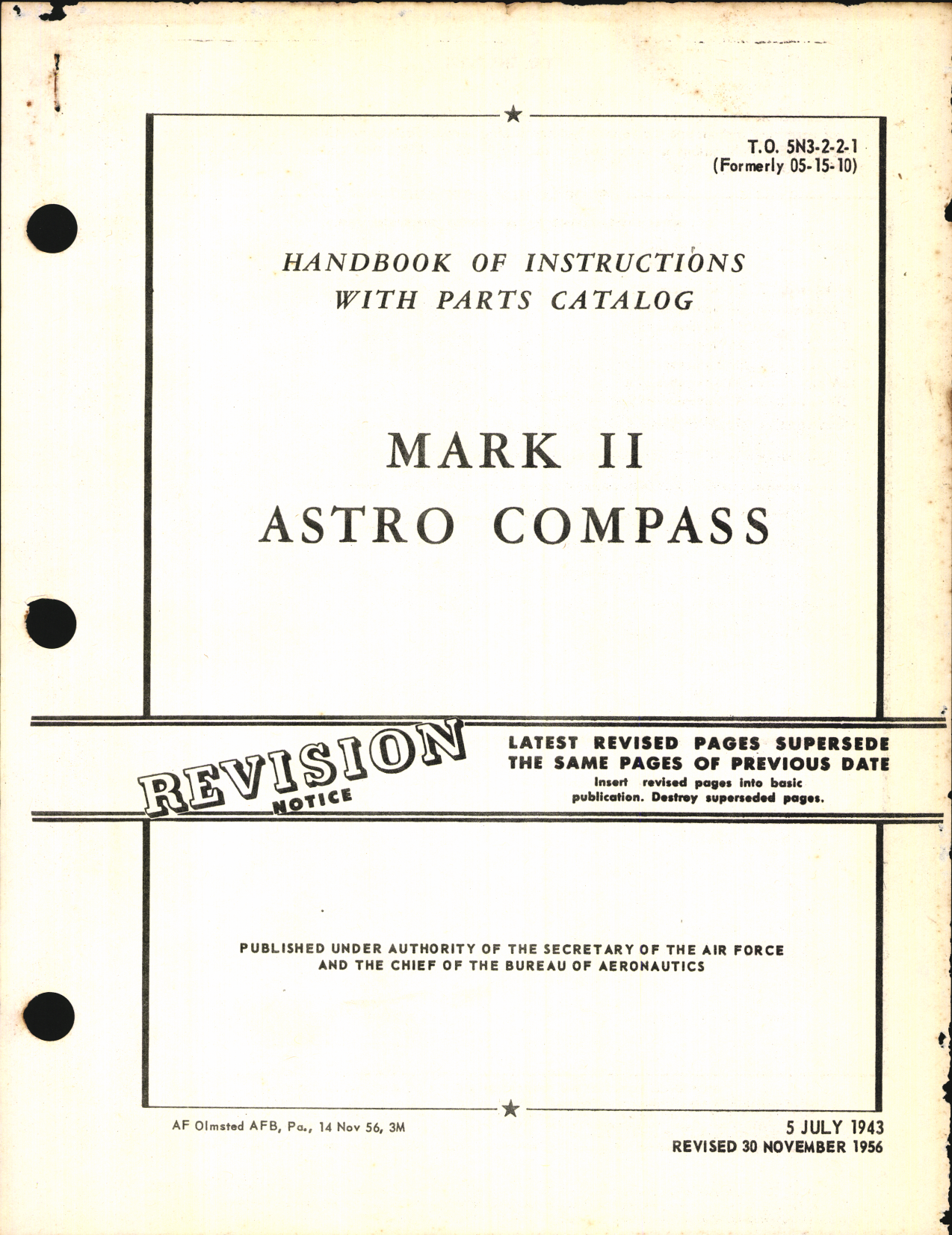 Sample page 1 from AirCorps Library document: Handbook of Instructions with Parts Catalog for Mark II Astro Compass