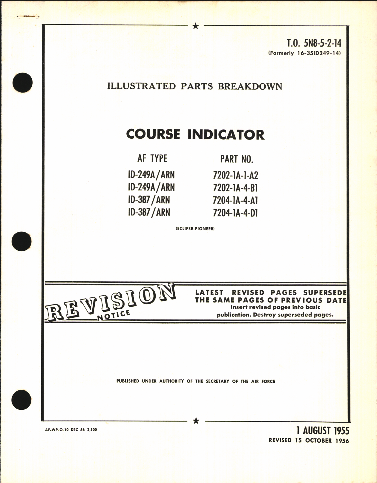 Sample page 1 from AirCorps Library document: Illustrated Parts Breakdown for Course Indicators