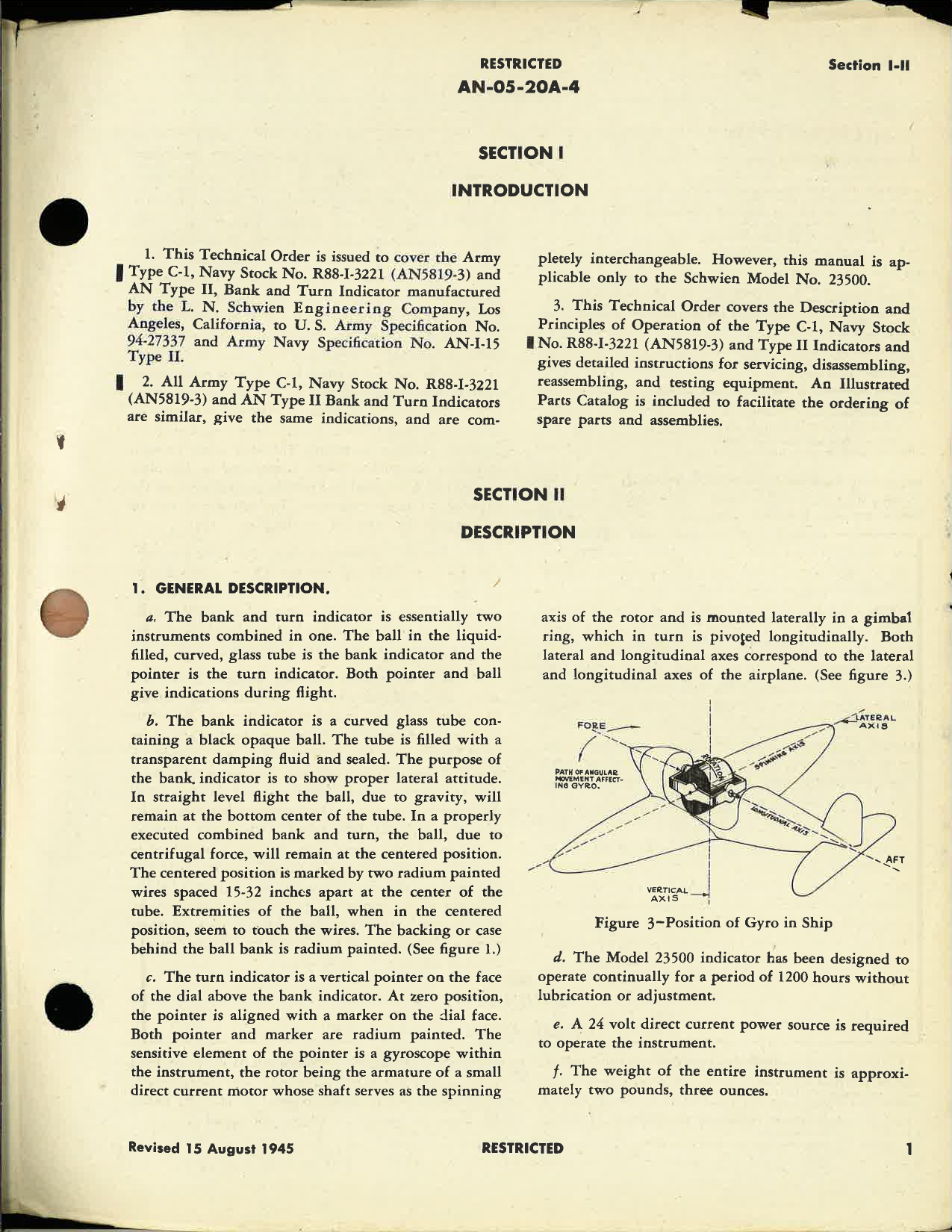 Sample page 5 from AirCorps Library document: Operation, Service, & Overhaul Instructions w/ Parts Catalog for New Style Bank and Turn Indicator