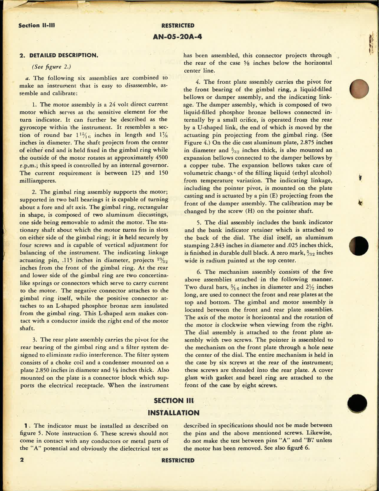 Sample page 6 from AirCorps Library document: Operation, Service, & Overhaul Instructions w/ Parts Catalog for New Style Bank and Turn Indicator