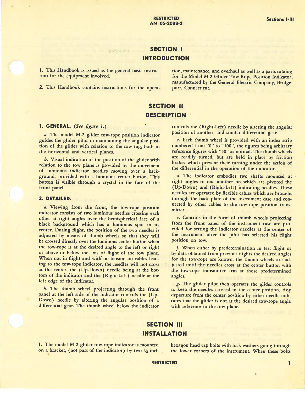 Sample page 5 from AirCorps Library document: Handbook of Instructions with Parts Catalog for Model M-2 Glider Tow-Rope Position Indicator