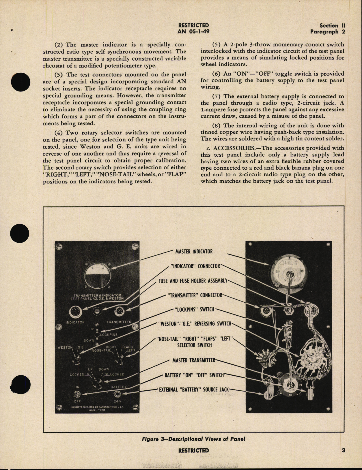 Sample page 7 from AirCorps Library document: Handbook of Instructions with Parts Catalog for Test Panel for Position Indicators and Transmitters Model IT-2012