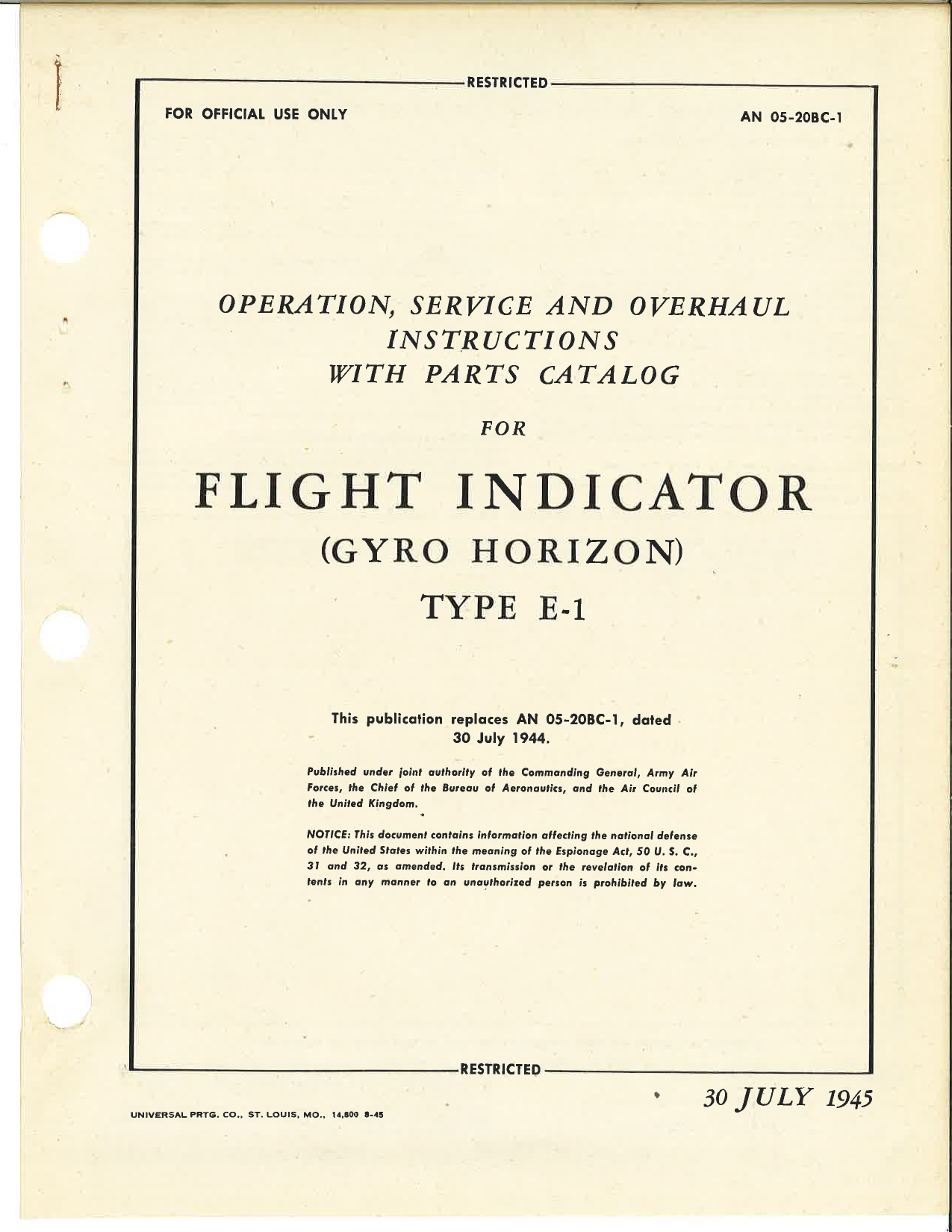 Sample page 7 from AirCorps Library document: Operation, Service, & Overhaul Instructions with Parts Catalog for Flight Indicator (Gyro Horizon) Type E-1