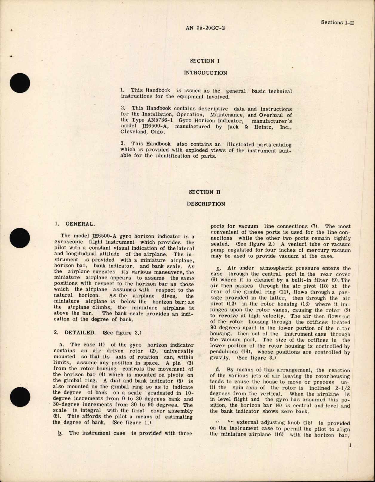 Sample page 5 from AirCorps Library document: Operation, Service, & Overhaul Instructions with Parts Catalog for Type AN 5736-1 F.S.S.C. 88-I-1350 Gyro Horizon Indicator