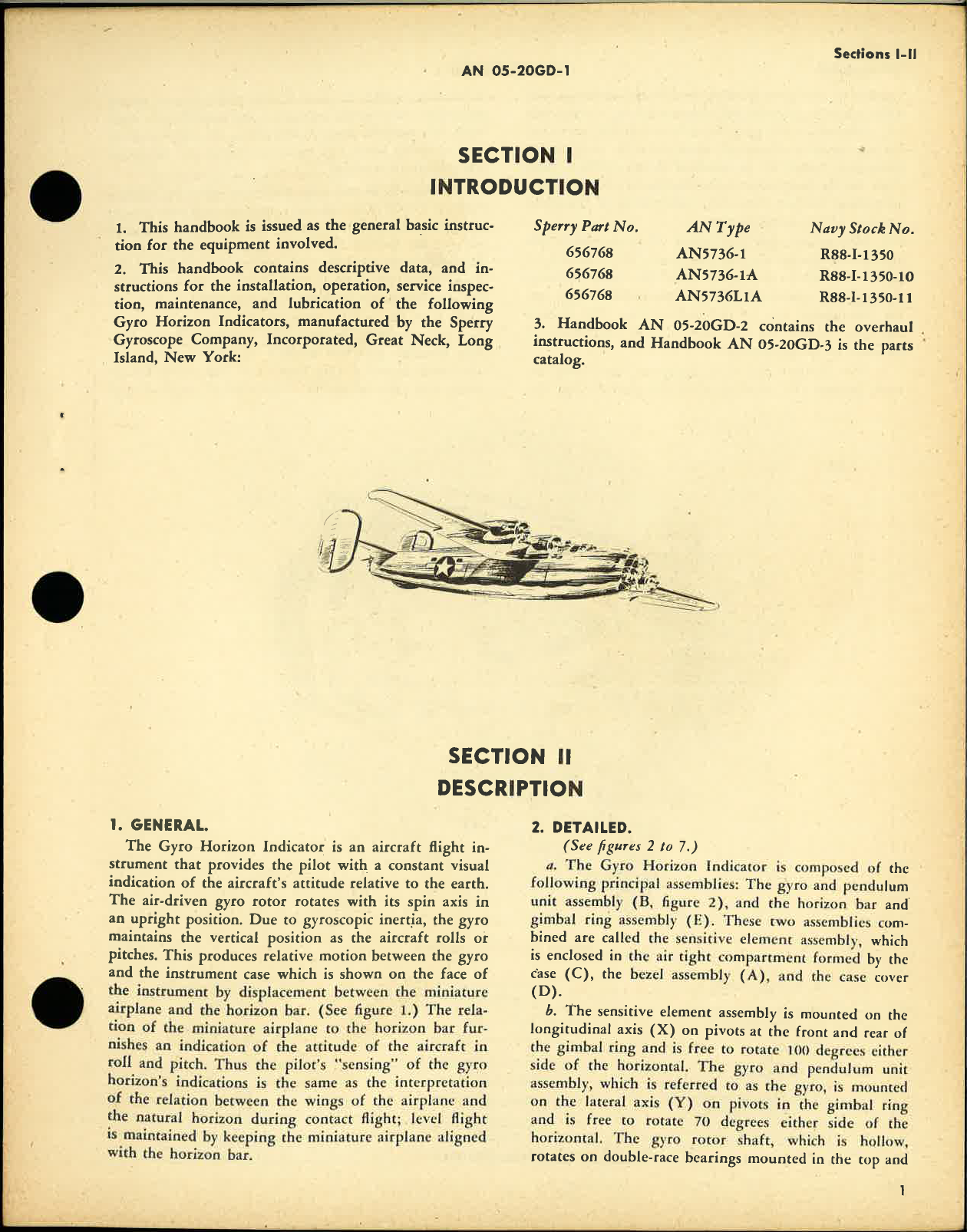 Sample page 5 from AirCorps Library document: Operation and Service Instructions Gyro Horizon Indicators