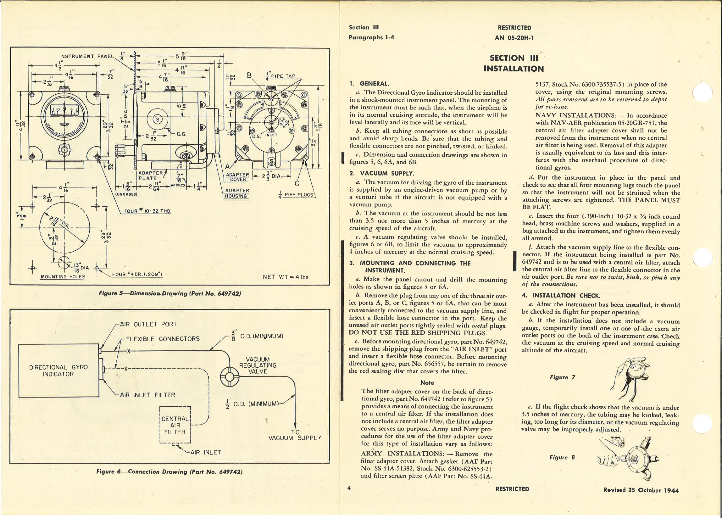 Sample page 8 from AirCorps Library document: Operation and Service Instructions for Directional Gyro Indicators Type AN 5735-1