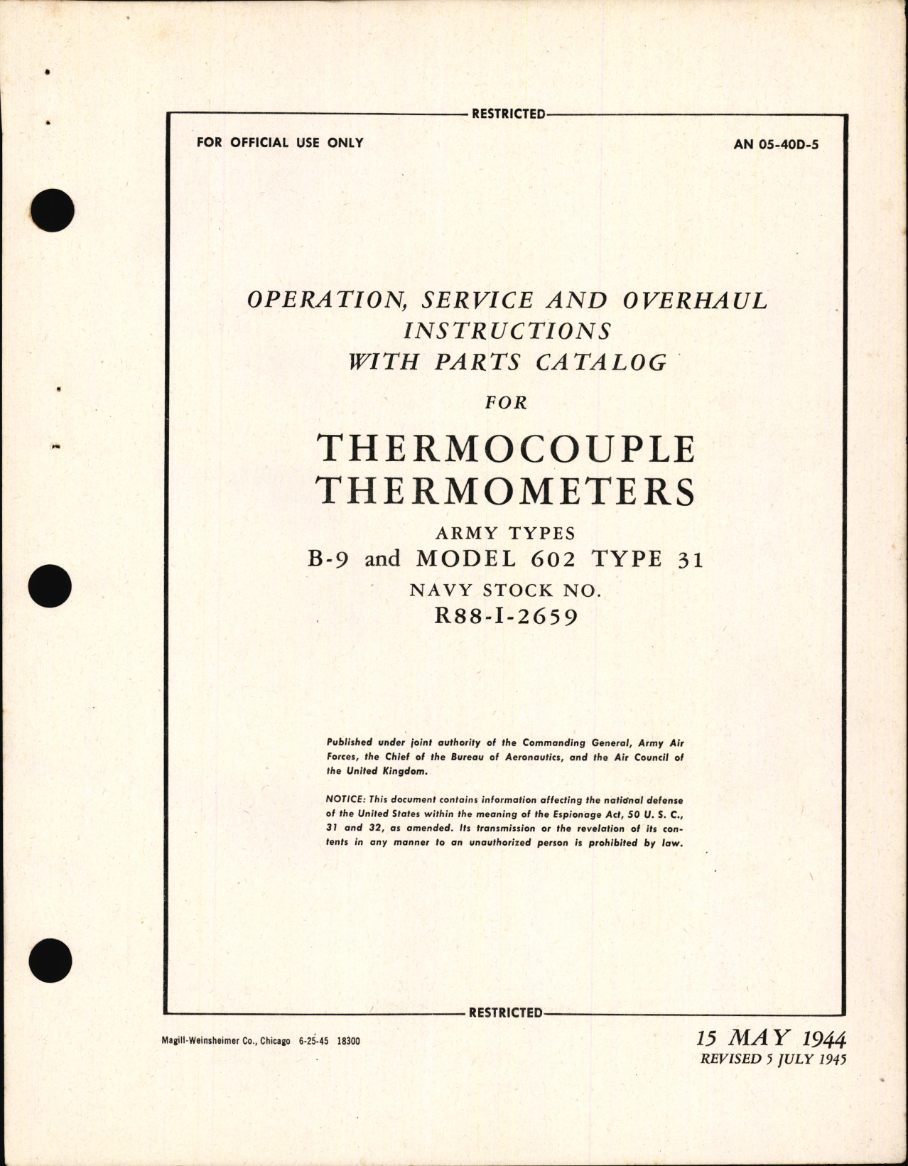 Sample page 3 from AirCorps Library document: Operation, Service, & Overhaul Instructions with Parts Catalog for Thermocouple Thermometers