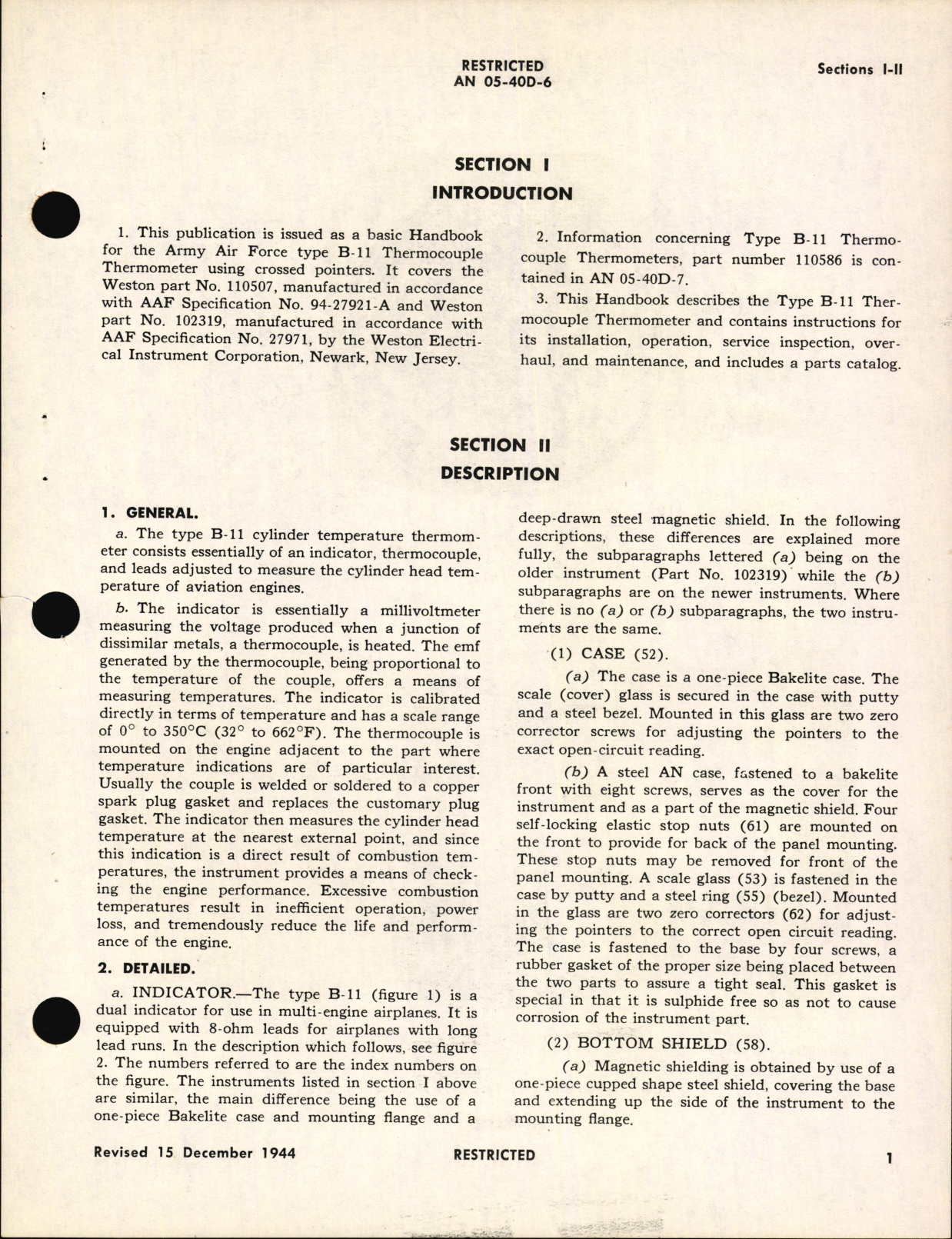 Sample page 7 from AirCorps Library document: Handbook of Instructions with Parts Catalog for Type B-11 and F.S.S.C. 88-I-2660 Thermocouple Thermometers