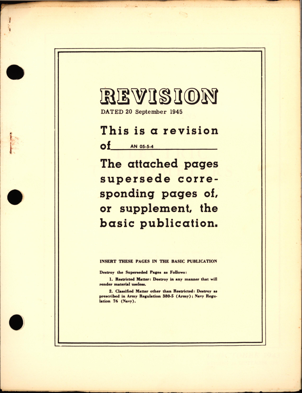 Sample page 1 from AirCorps Library document: Operation and Service Instructions for Electric Tachometers