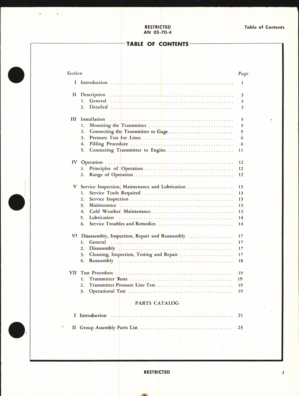 Sample page 5 from AirCorps Library document: Handbook of Instructions with Parts Catalog for Type A-1 Pressure Transmitter (Fuel & Oil)