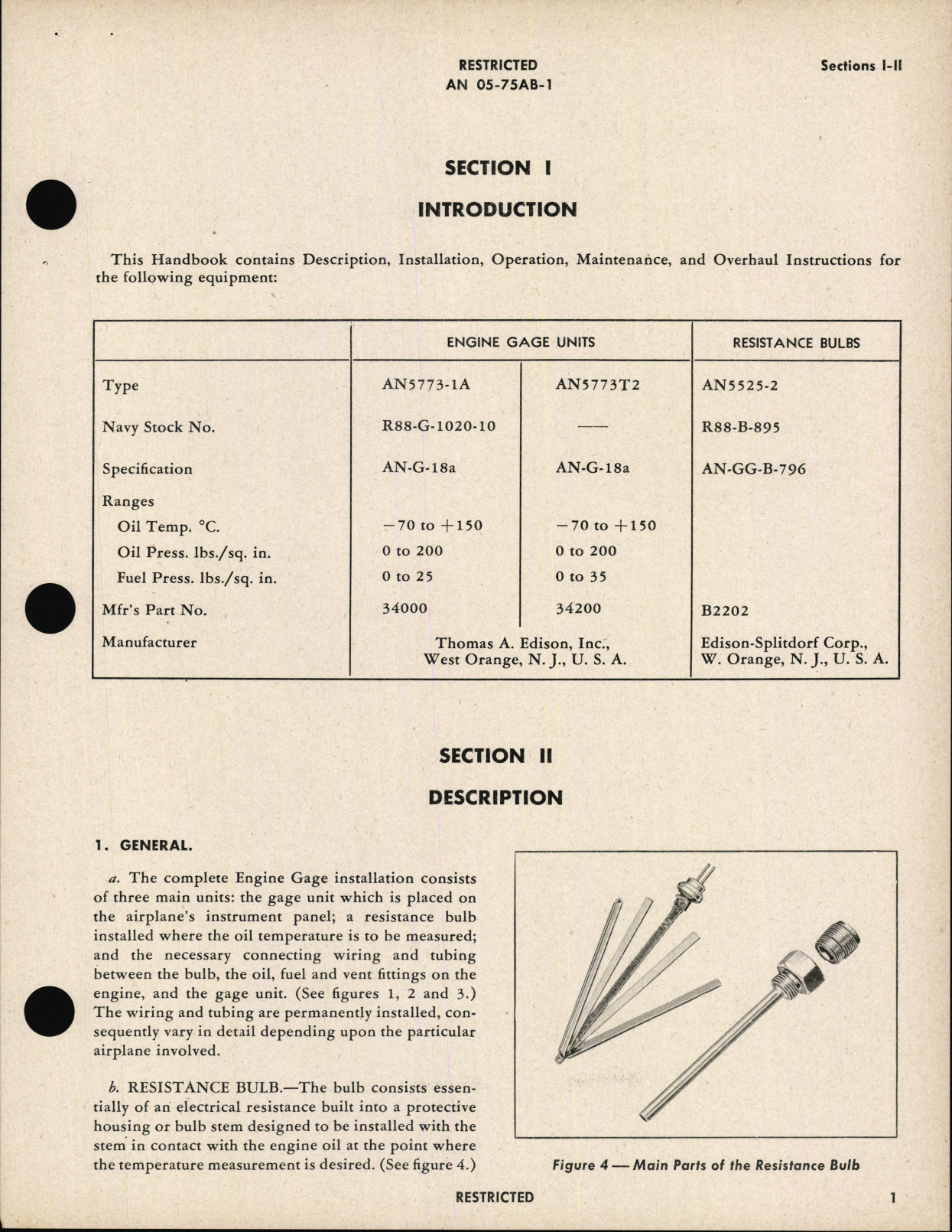 Sample page 5 from AirCorps Library document: Operation, Service, & Overhaul Instructions with Parts Catalog for Engine Gage Units