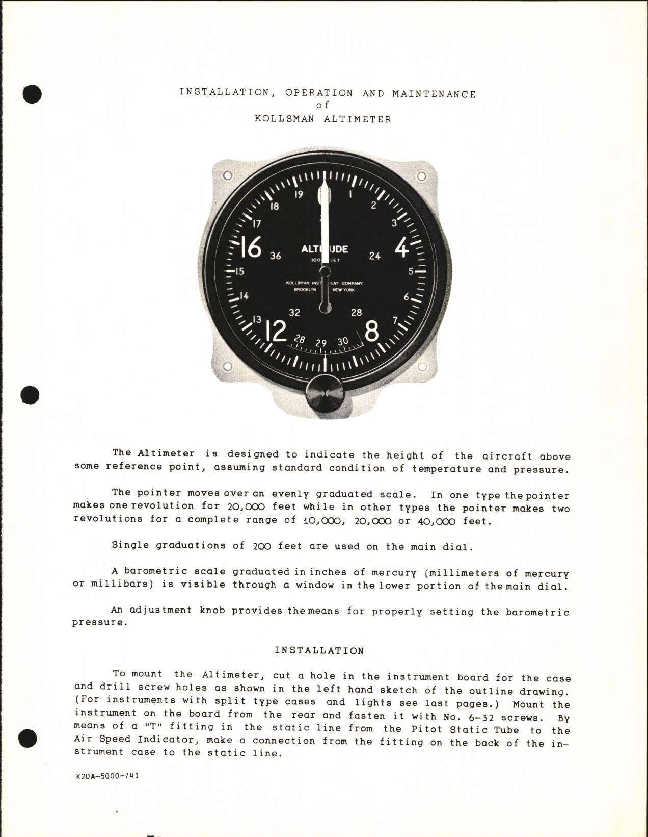 Sample page 7 from AirCorps Library document: Installation Instructions for Kollsman Aircraft Instruments