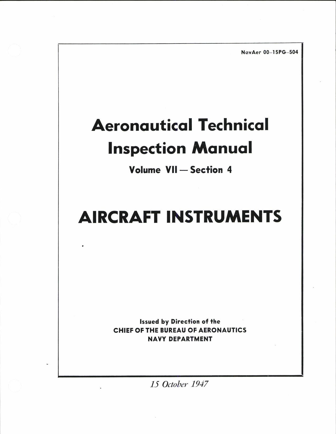 Sample page 1 from AirCorps Library document: Aeronautical Technical Inspection Manual - Aircraft Instruments