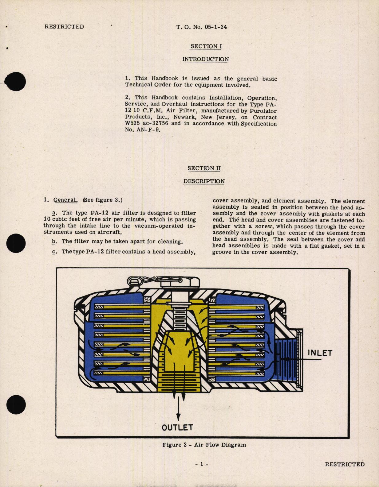 Sample page 5 from AirCorps Library document: Handbook of Instructions with Parts Catalog for Type PA-12 Air Filter