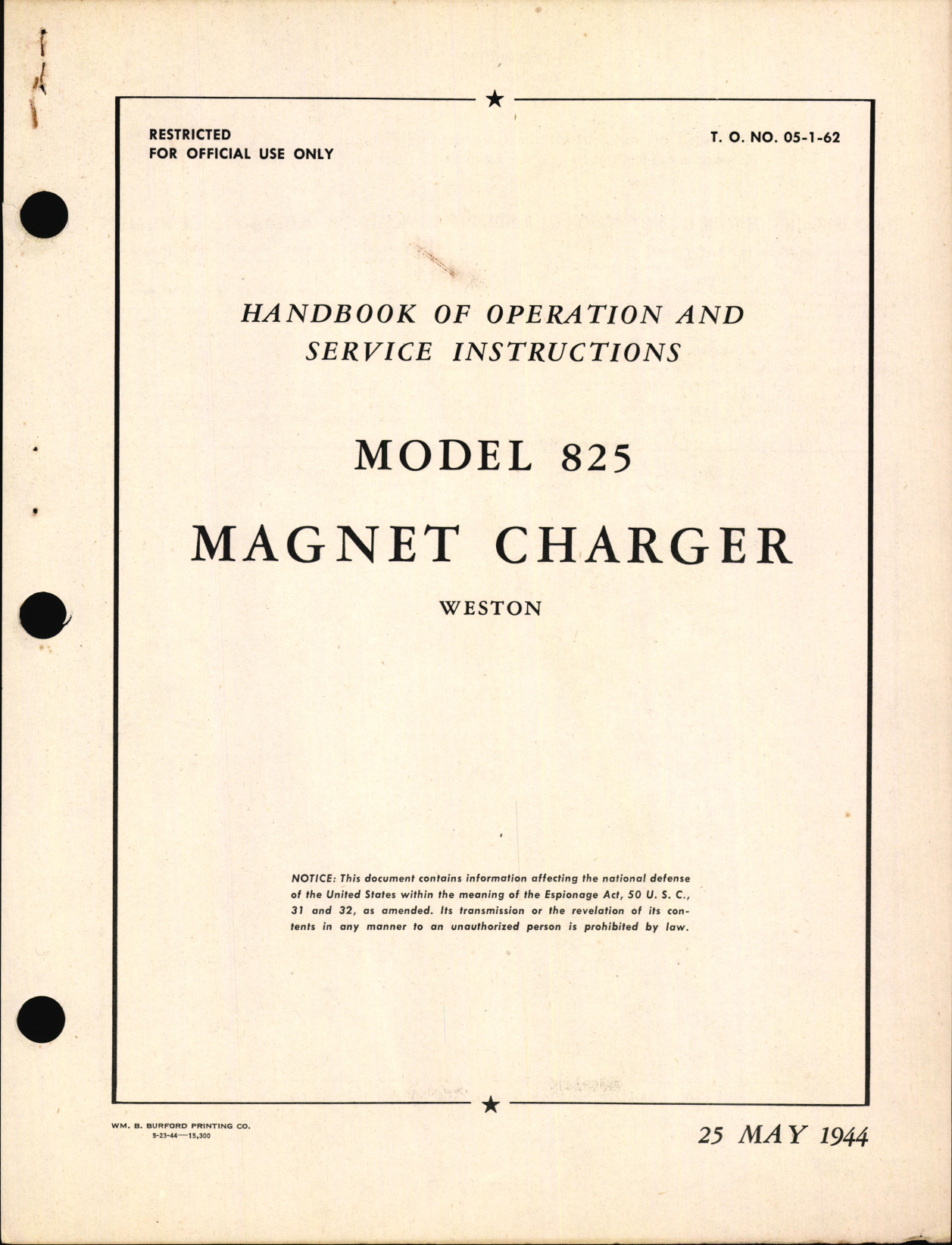 Sample page 5 from AirCorps Library document: Operation and Service Instructions for Model 825 Magnet Charger