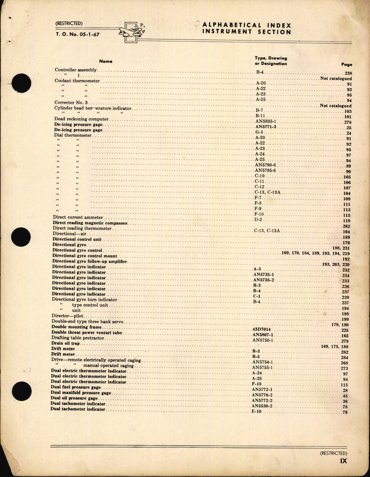 Sample page 5 from AirCorps Library document: Index of Army-Navy Aeronautical Equipment - Instruments