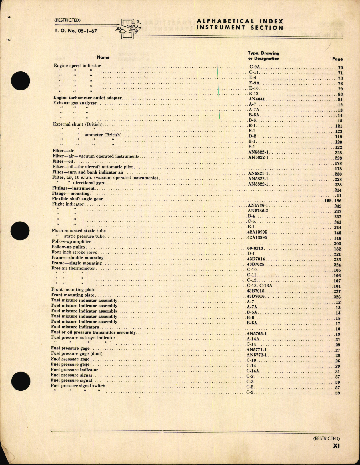 Sample page 7 from AirCorps Library document: Index of Army-Navy Aeronautical Equipment - Instruments