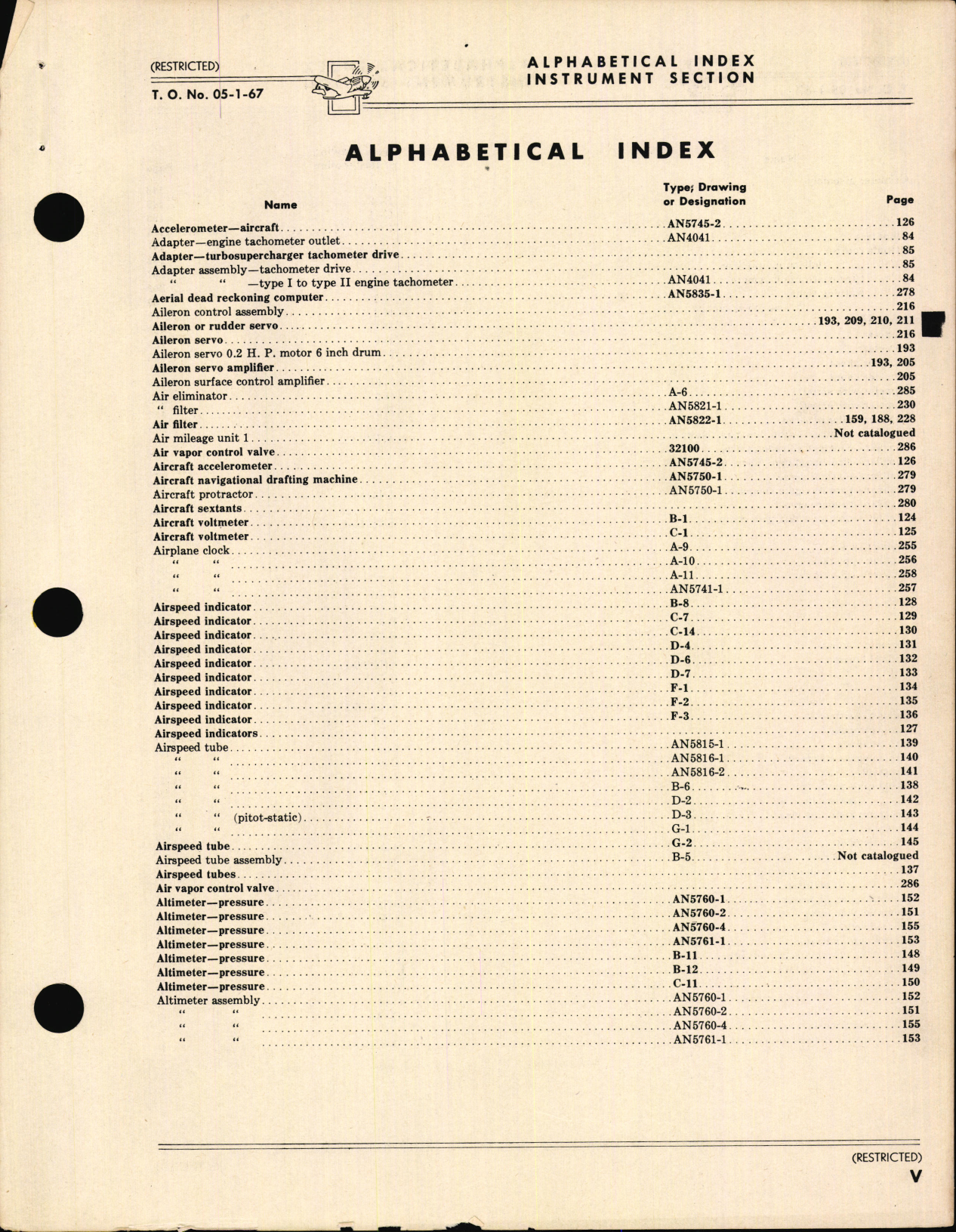 Sample page 5 from AirCorps Library document: Index of Army-Navy Aeronautical Equipment - Instruments