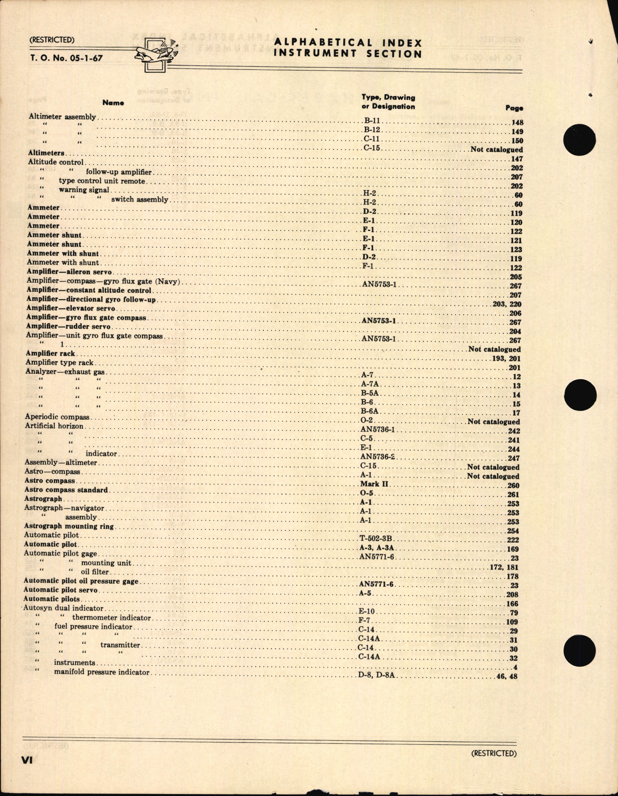Sample page 6 from AirCorps Library document: Index of Army-Navy Aeronautical Equipment - Instruments