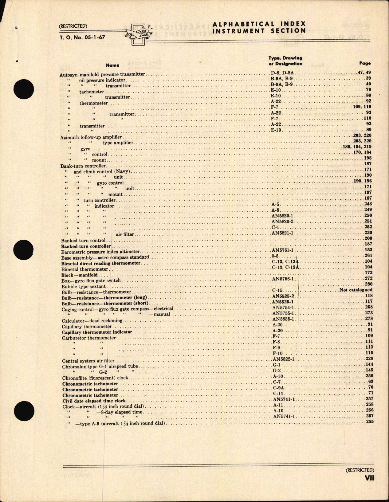 Sample page 7 from AirCorps Library document: Index of Army-Navy Aeronautical Equipment - Instruments