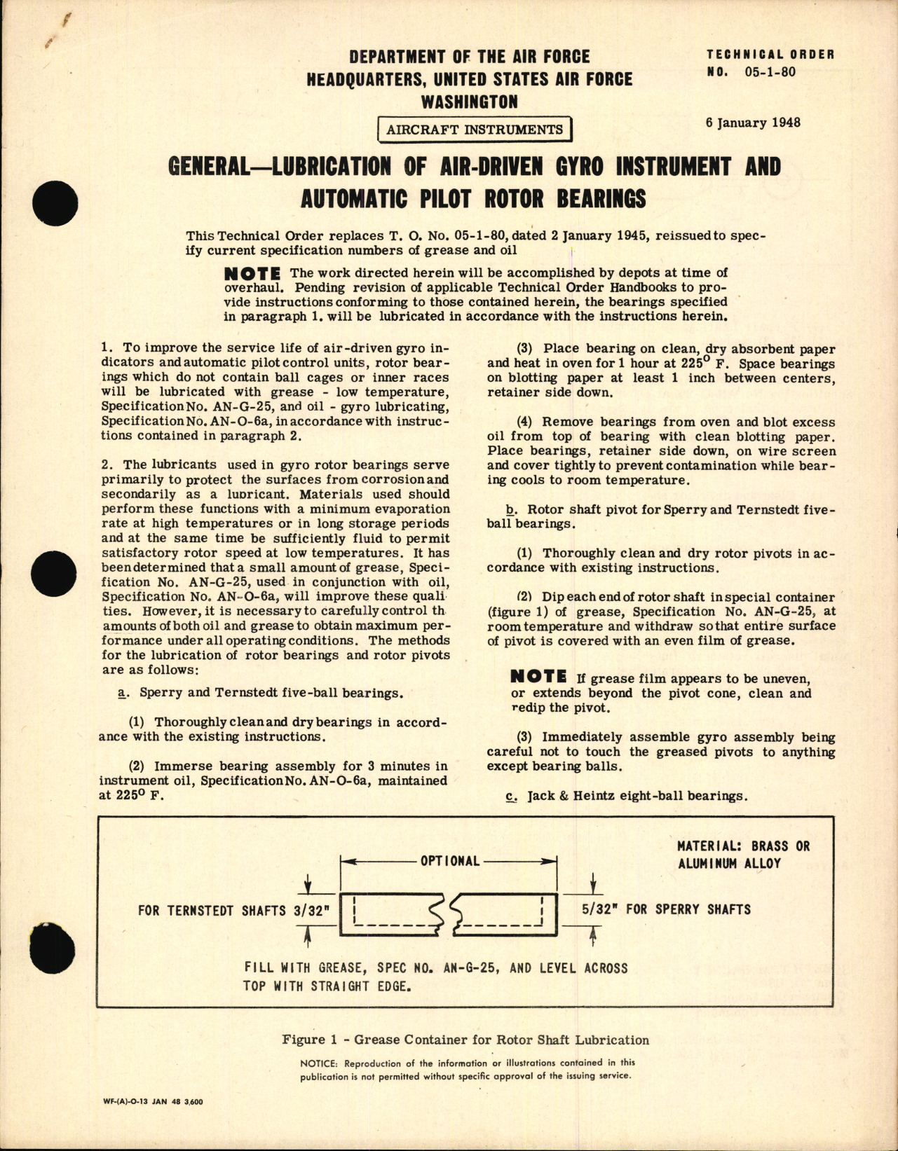 Sample page 1 from AirCorps Library document: Lubrication of Air-Driven Gyro Instrument and Automatic Pilot Rotor Bearings
