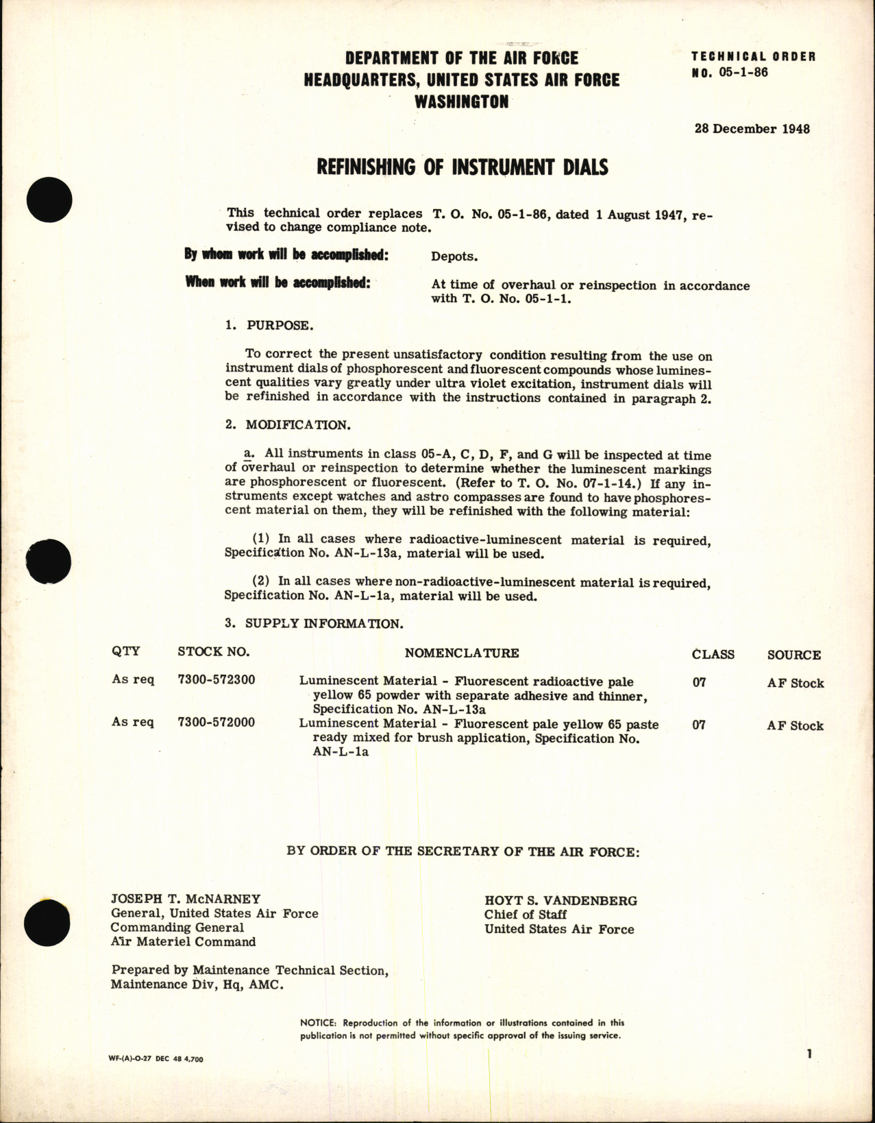 Sample page 1 from AirCorps Library document: Refinishing of Instrument Dials