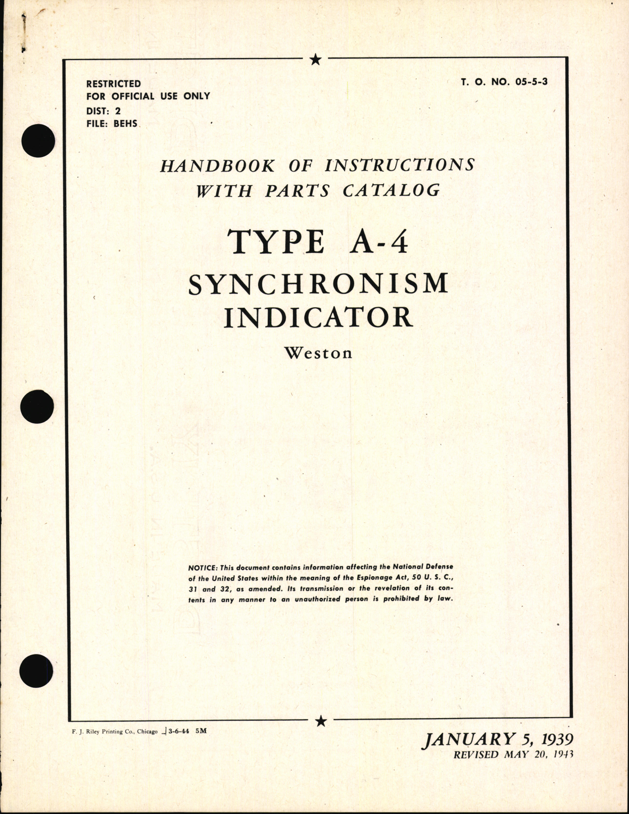 Sample page 1 from AirCorps Library document: Handbook of Instructions with Parts Catalog for Type A-4 Synchronism Indicator
