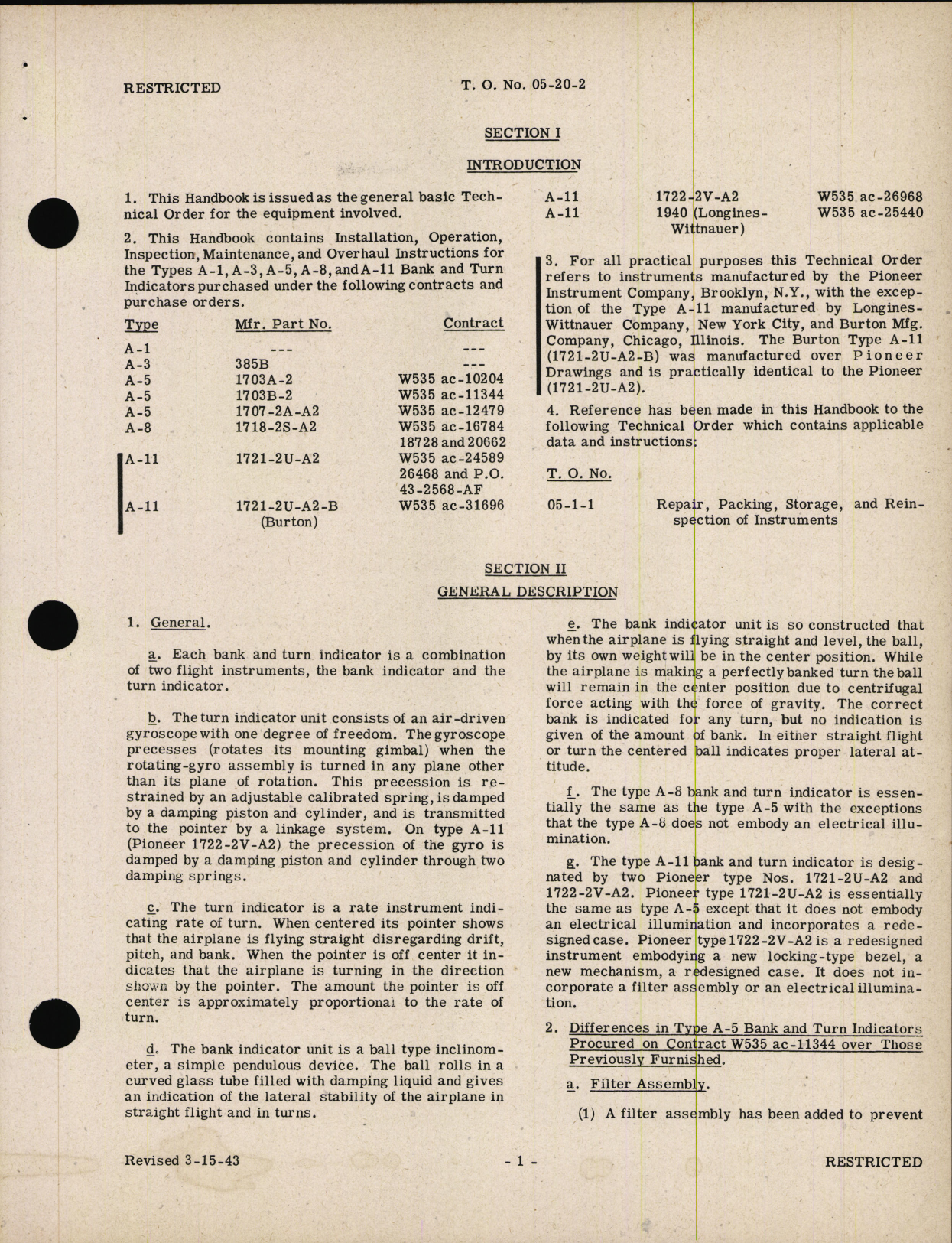Sample page 7 from AirCorps Library document: Handbook of Instructions with Parts Catalog for Bank and Turn Indicators