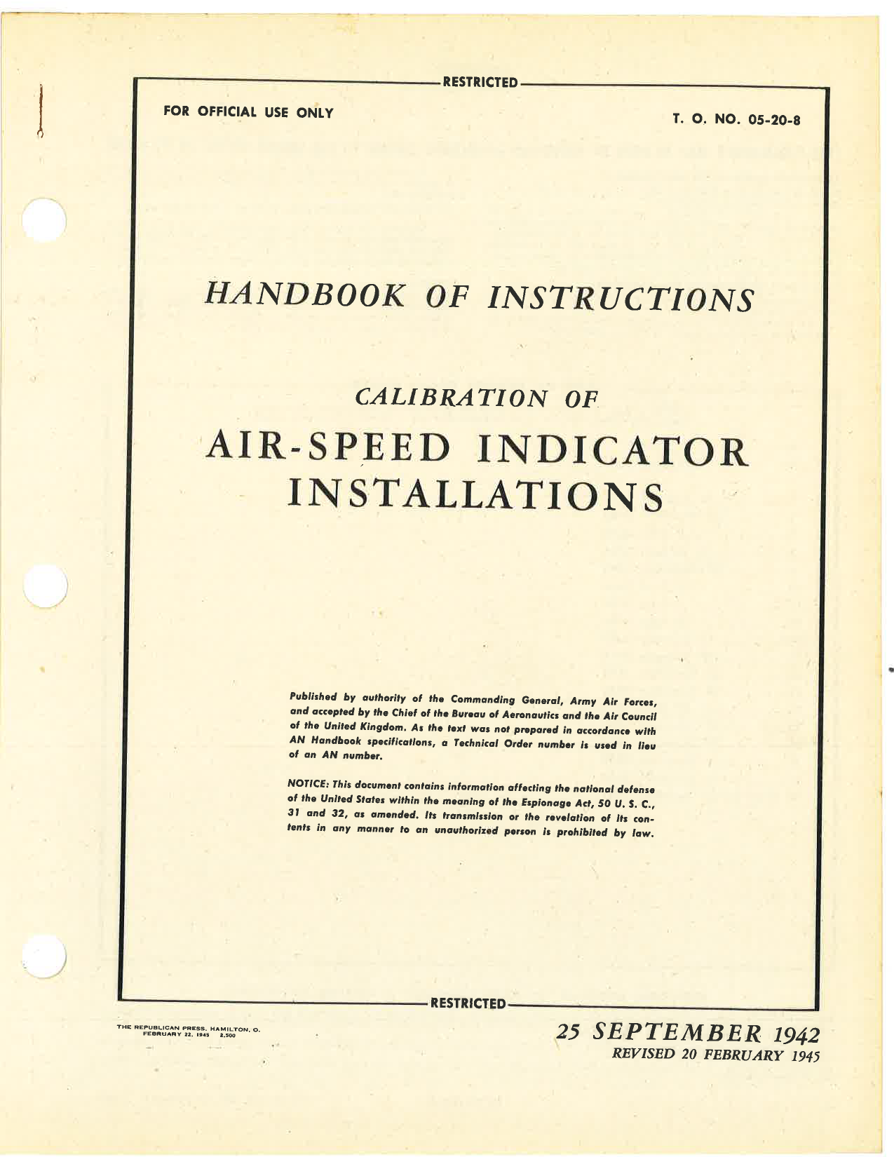 Sample page 6 from AirCorps Library document: Instructions for Calibration of Airspeed Indicator Installations