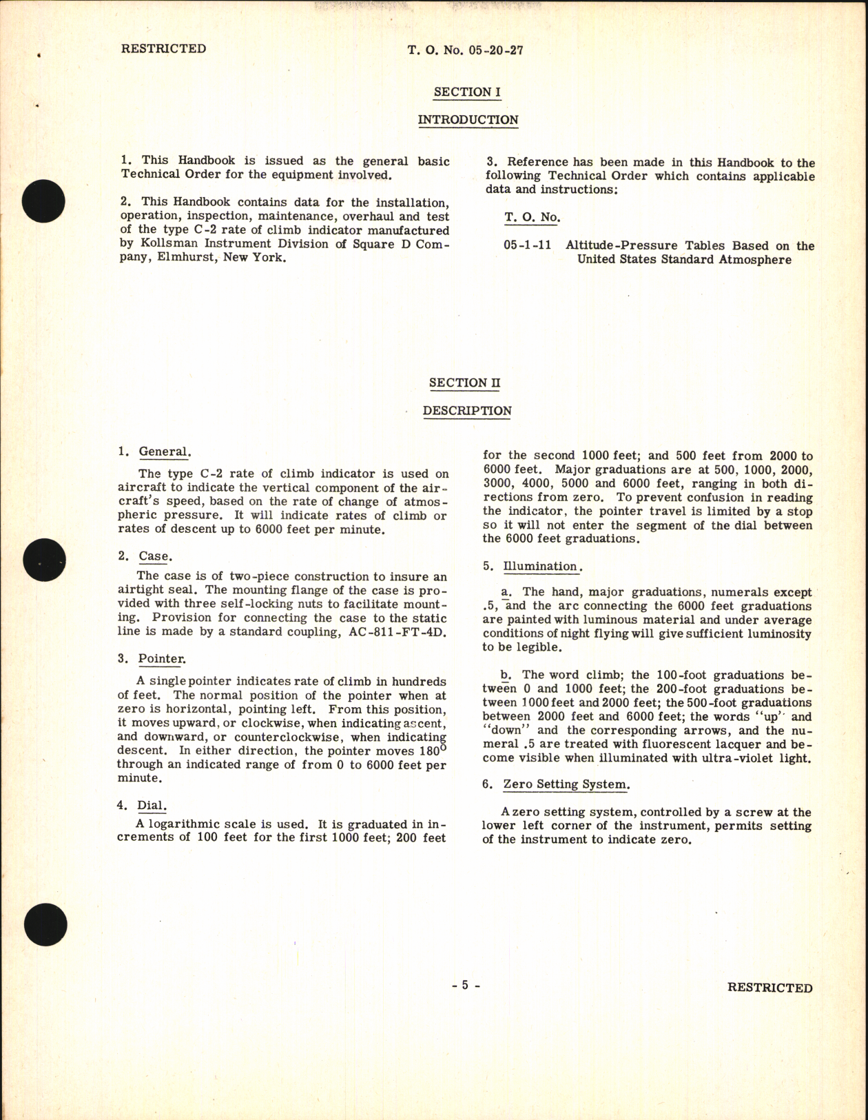 Sample page 7 from AirCorps Library document: Handbook of Instructions with Parts Catalog for Type C-2 Rate of Climb Indicator