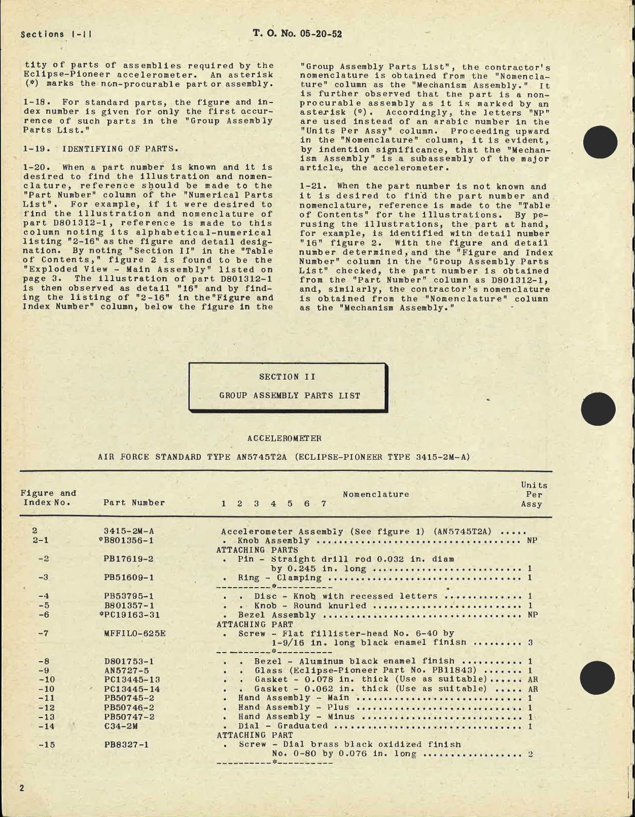 Sample page 6 from AirCorps Library document: Parts Catalog for Type AN5745T2A Accelerometer